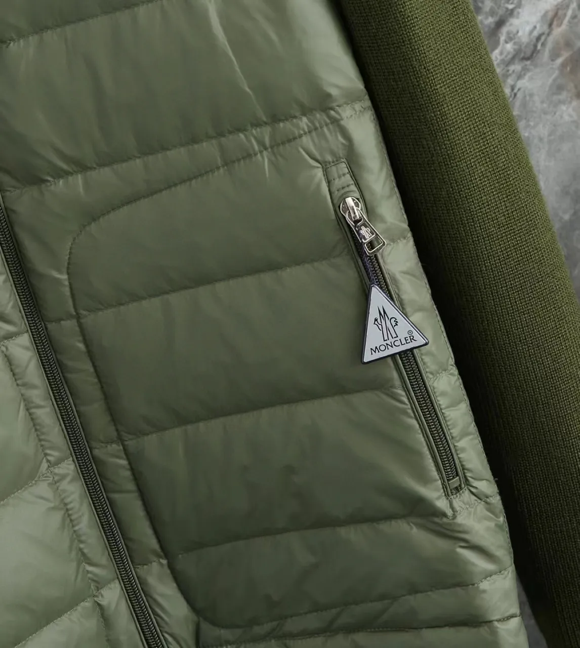 P700 9020# Spot Moncler Moncler 25 new men's wool knitted stitching stand-up collar thin down jacket