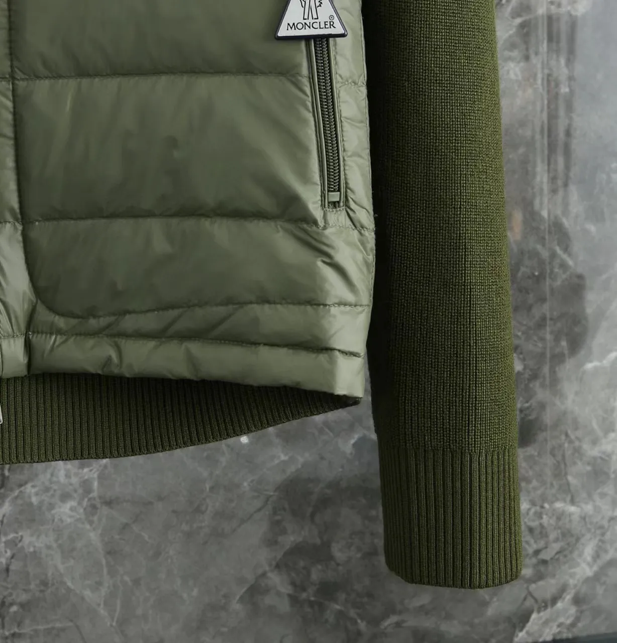 P700 9020# Spot Moncler Moncler 25 new men's wool knitted stitching stand-up collar thin down jacket