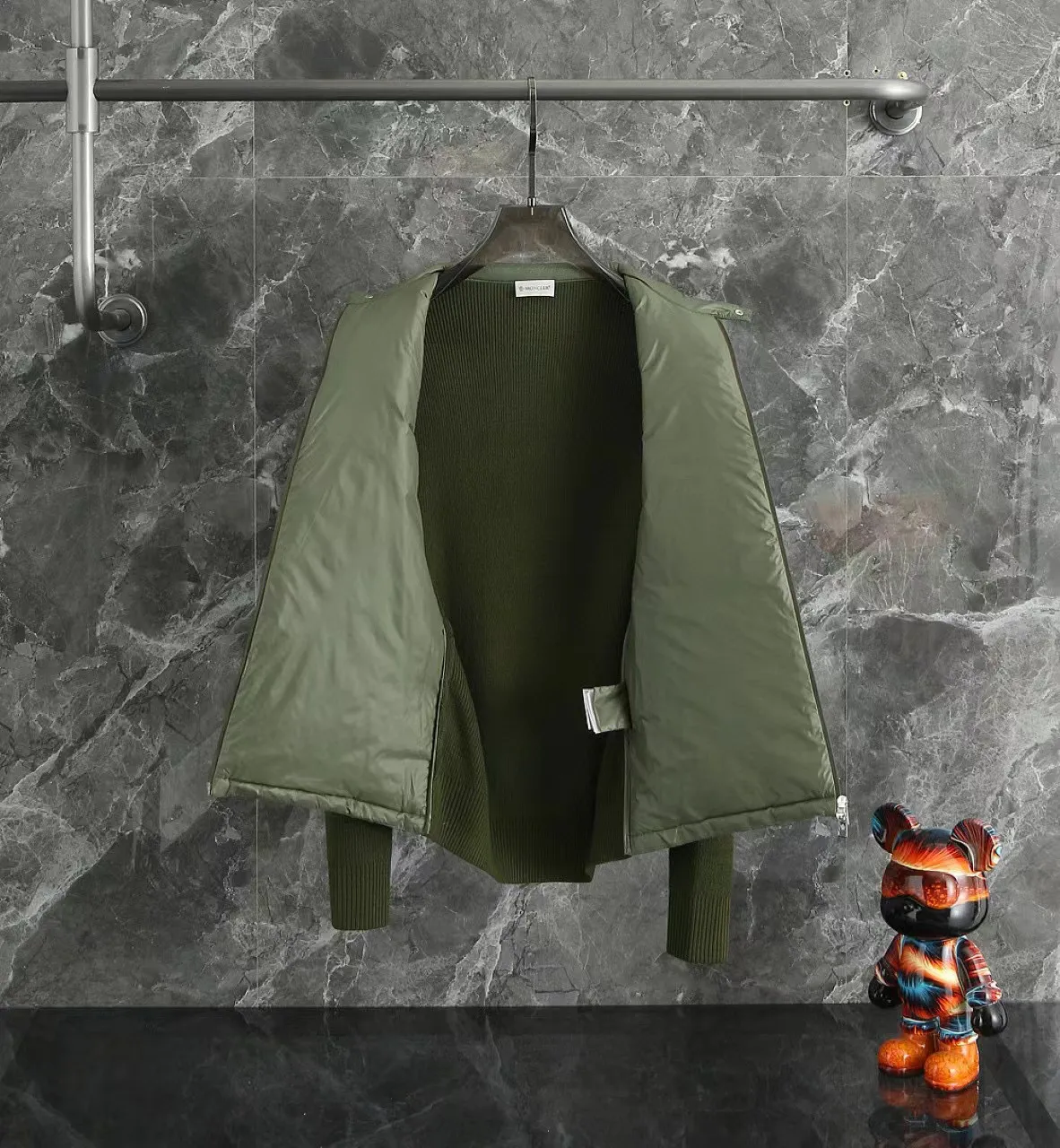 P700 9020# Spot Moncler Moncler 25 new men's wool knitted stitching stand-up collar thin down jacket