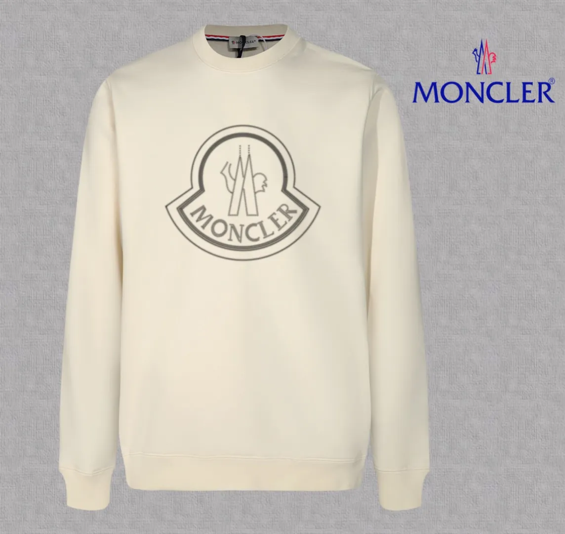 P210 High-version sweatshirt) [Long-term stock] 〖𝐌𝐎𝐍𝐂𝐋𝐄𝐑~Mask〗 Made of 440g heavy-weight fabric. It is different from the market currency. It can be matched with any variety and is properly handsome. 😎The whole dress is made of double waistcoats. The double waistcoats make the whole dress more three-dimensional. Not ordinary factories can do such fine work. 2025 Spring runway version of the T stage, on sale at the counter, round neck terry sweatshirt, high-end double-strand pure cotton, custom-made stretch ribs, dyed in the same vat, complete with three standards, matched with exquisite embroidered LOGO on the chest, simple and advanced, same style for men and women. Color: black, apricot, white, size: S M L XL 2XL