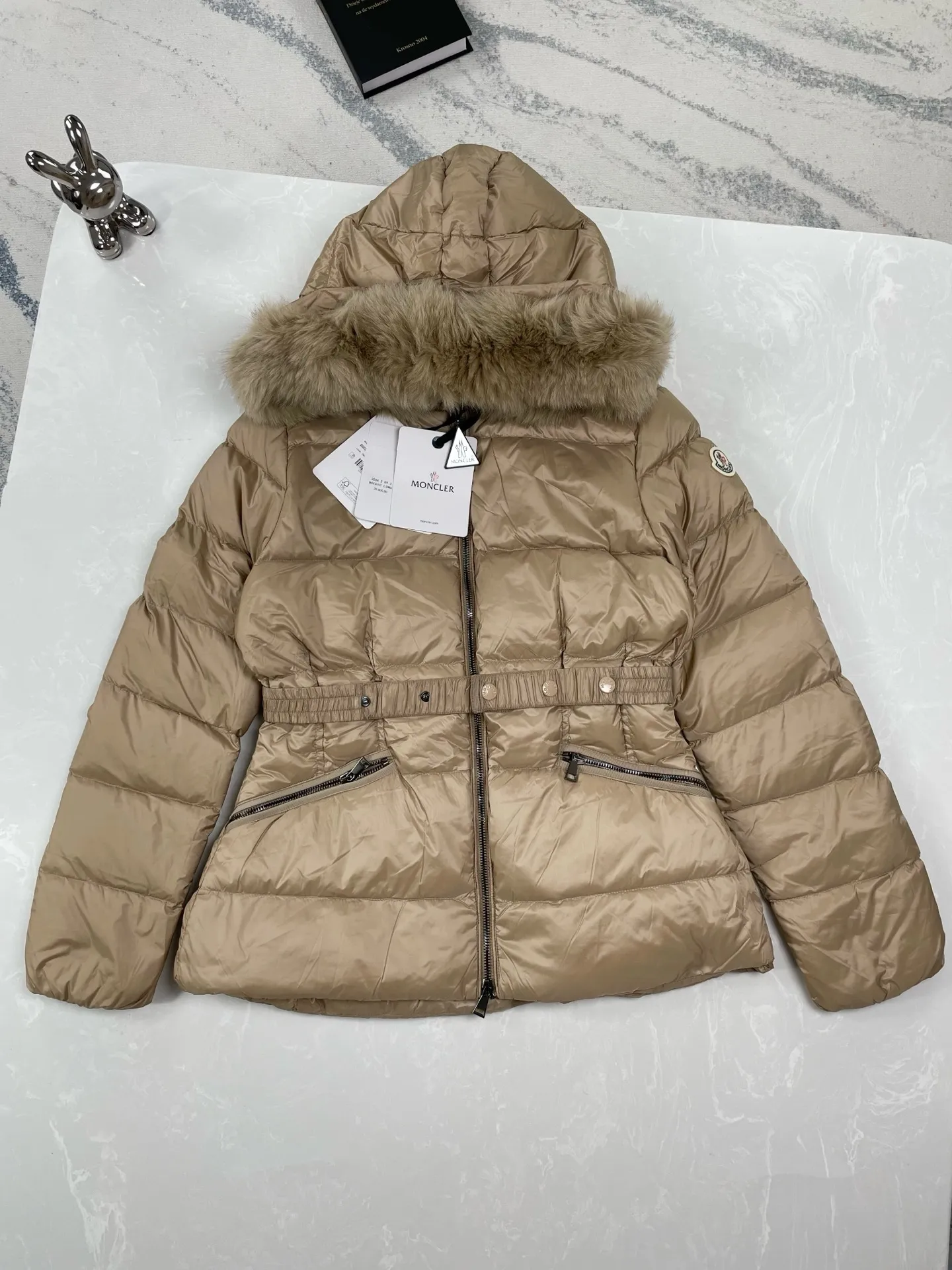 P970 (high version) Moncler-MONCLER Boed women's short waisted fur collar hooded down jacket Size:0-3