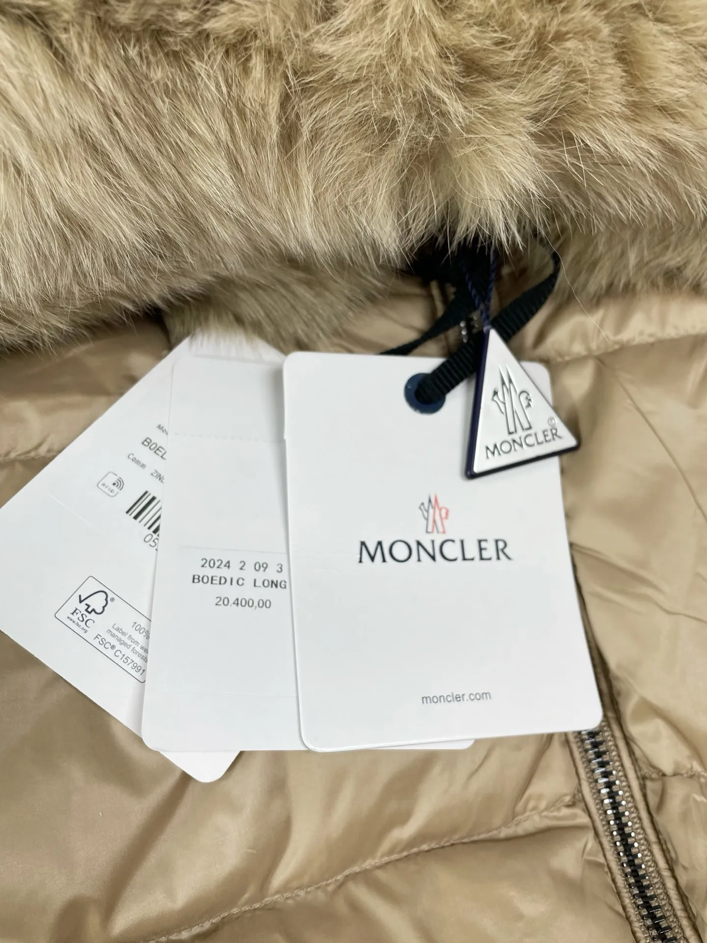 P970 (high version) Moncler-MONCLER Boed women's short waisted fur collar hooded down jacket Size:0-3