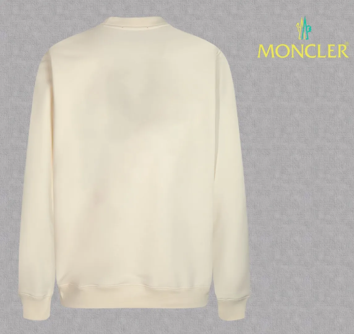 P210 High-version sweatshirt) [Long-term stock] 〖𝐌𝐎𝐍𝐂𝐋𝐄𝐑~Mask〗 Made of 440g heavy-weight fabric. It is different from the market currency. It can be matched with any variety and is properly handsome. 😎The whole dress is made of double waistcoats. The double waistcoats make the whole dress more three-dimensional. Not ordinary factories can do such fine work. 2025 Spring runway version of the T stage, on sale at the counter, round neck terry sweatshirt, high-end double-strand pure cotton, custom-made stretch ribs, dyed in the same vat, complete with three standards, matched with exquisite embroidered LOGO on the chest, simple and advanced, same style for men and women. Color: black, apricot, white, size: S M L XL 2XL