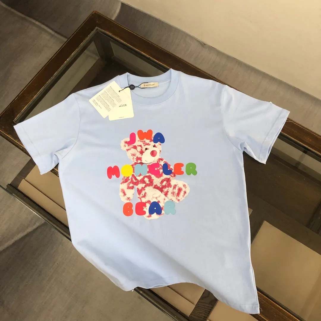 P160 MONCLER 25 The latest short-sleeved T-shirt for couples~Colorful bear element print~The upper body of the fabric is comfortable and breathable, not stiff, slim cut, made of high-customized pure cotton fabric! The upper body is comfortable and stylish, and it can be worn alone as an inner layer. It is a must-have for fashionistas! ! ! Color: Black White Orange Sky Blue Size: S M L XL (Loose fit! Please state your height and weight when placing an order)