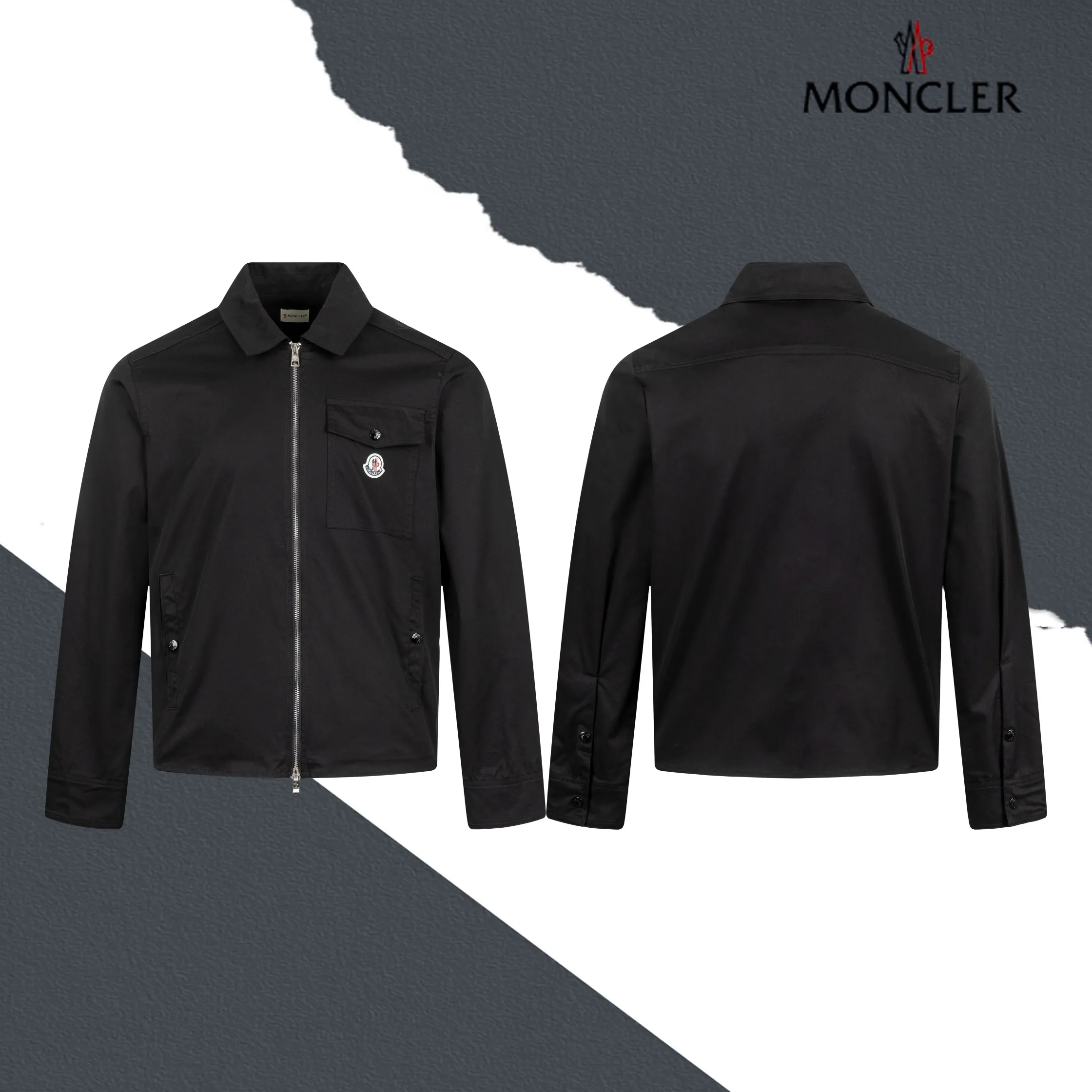 P330 model number SL308 MONCLER masked pocket logo embroidered zipper jacket, same style for men and women, consistent details on the official website, full package, complete with three labels, moisture-proof paper, differentiated from market currency, feel free to compare, original matching accessories 1:1, main mark technology, very high-end, custom-made premium cotton hidden pattern Huada fine grid nylon blended outer layer super soft polyacetate fiber craft fabric Delicate and soft inner layer, fashionable and smooth drape woven with special water-based ink printing, 75D high-density, light-proof functional fabric, 3D splicing and tailoring, oversize loose fit, maximum wear 200, color: black, size: S-XL