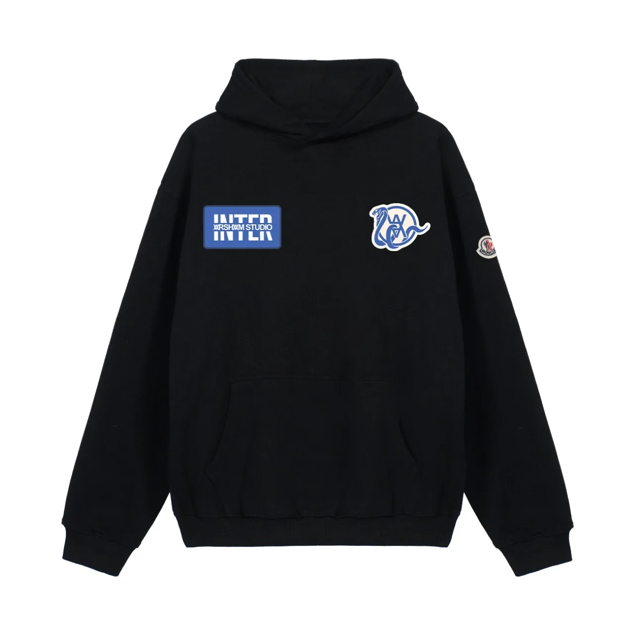 P270 Recommend with confidence, Moncler Mouth Mouth 480g Velvet Printed Hooded Sweatshirt Australian velvet fabric is soft and comfortable, does not shrink, does not deform, does not pill) Original customized accessories Collar label Wash mark Hang tag Packaging (perfect details) Color White Black Size XS-L - Copy (39) - Copy