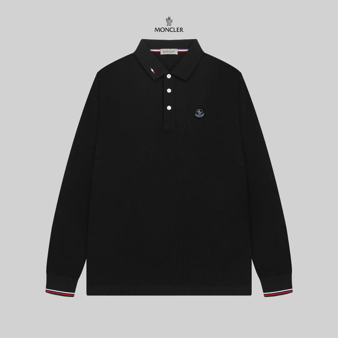 P210 MONCLER/Mask 25SS new logo embroidered lapel long-sleeved Polo shirt.  A simple yet refined T-shirt. The best item to create a modern and elegant look. Excellent channel product! Customer-supplied Piquet porous fiber pique cotton fabric, which can be called a "breathing fabric."  The unparalleled texture is inseparable from the exquisite materials used in craft tailoring. The craft knitted quilted design makes the hand feel extremely smooth and delicate without any roughness. The original logo design is more luxurious and noble. The upper body is comfortable and classy. The hand feels very smooth and soft. It can be easily controlled regardless of business, fashion or leisure. The age span is very large, which conforms to the trendy and practical dressing customs. It is the first choice for senior urban fashion people.  Black/white/Tibetan orchid Size: M~3XL