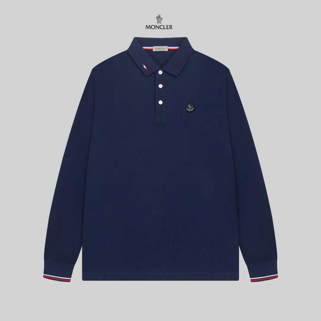 P210 MONCLER/Mask 25SS new logo embroidered lapel long-sleeved Polo shirt.  A simple yet refined T-shirt. The best item to create a modern and elegant look. Excellent channel product! Customer-supplied Piquet porous fiber pique cotton fabric, which can be called a "breathing fabric."  The unparalleled texture is inseparable from the exquisite materials used in craft tailoring. The craft knitted quilted design makes the hand feel extremely smooth and delicate without any roughness. The original logo design is more luxurious and noble. The upper body is comfortable and classy. The hand feels very smooth and soft. It can be easily controlled regardless of business, fashion or leisure. The age span is very large, which conforms to the trendy and practical dressing customs. It is the first choice for senior urban fashion people.  Black/white/Tibetan orchid Size: M~3XL
