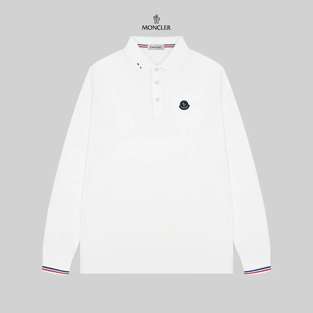 P210 MONCLER/Mask 25SS new logo embroidered lapel long-sleeved Polo shirt.  A simple yet refined T-shirt. The best item to create a modern and elegant look. Excellent channel product! Customer-supplied Piquet porous fiber pique cotton fabric, which can be called a "breathing fabric."  The unparalleled texture is inseparable from the exquisite materials used in craft tailoring. The craft knitted quilted design makes the hand feel extremely smooth and delicate without any roughness. The original logo design is more luxurious and noble. The upper body is comfortable and classy. The hand feels very smooth and soft. It can be easily controlled regardless of business, fashion or leisure. The age span is very large, which conforms to the trendy and practical dressing customs. It is the first choice for senior urban fashion people.  Black/white/Tibetan orchid Size: M~3XL