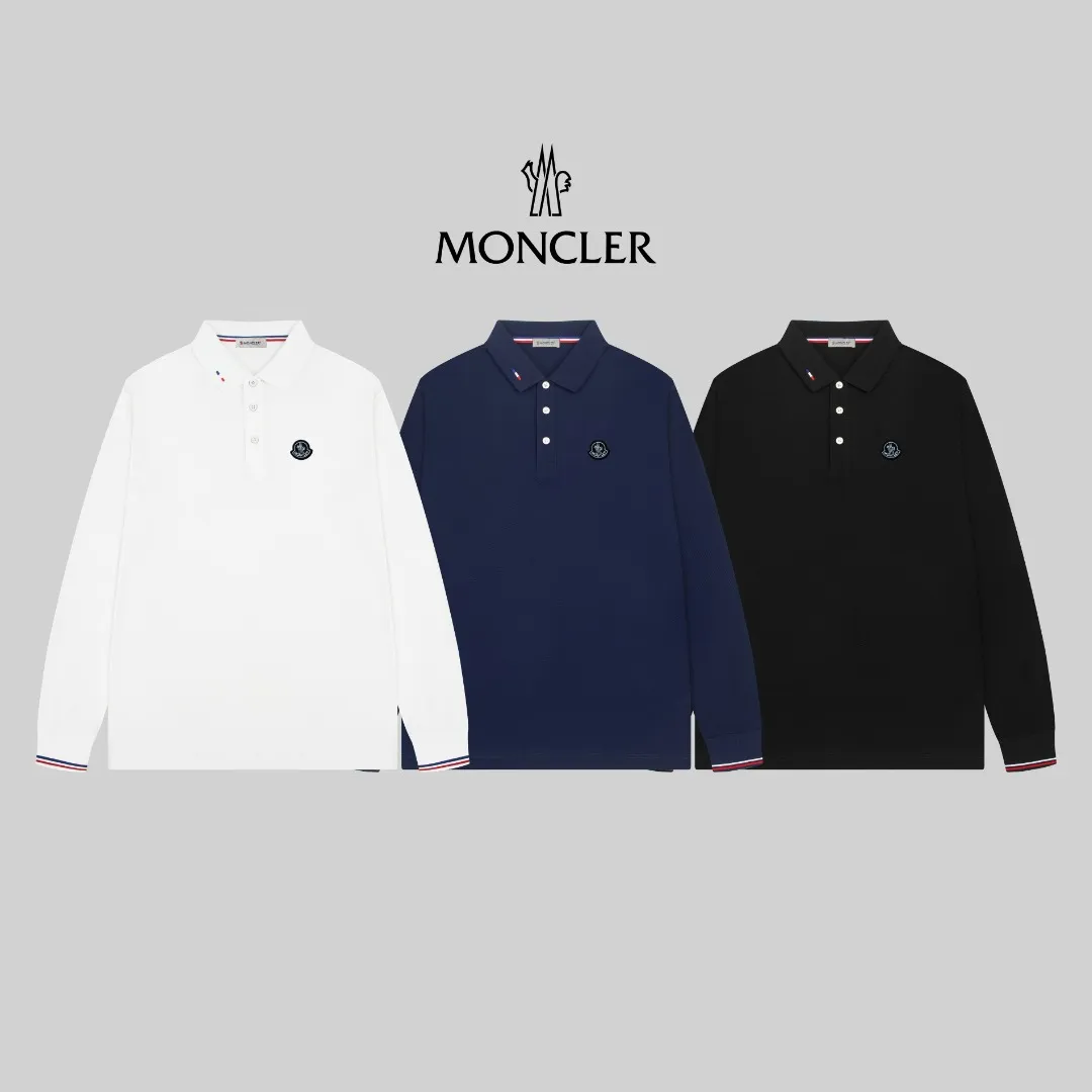 P210 MONCLER/Mask 25SS new logo embroidered lapel long-sleeved Polo shirt.  A simple yet refined T-shirt. The best item to create a modern and elegant look. Excellent channel product! Customer-supplied Piquet porous fiber pique cotton fabric, which can be called a "breathing fabric."  The unparalleled texture is inseparable from the exquisite materials used in craft tailoring. The craft knitted quilted design makes the hand feel extremely smooth and delicate without any roughness. The original logo design is more luxurious and noble. The upper body is comfortable and classy. The hand feels very smooth and soft. It can be easily controlled regardless of business, fashion or leisure. The age span is very large, which conforms to the trendy and practical dressing customs. It is the first choice for senior urban fashion people.  Black/white/Tibetan orchid Size: M~3XL