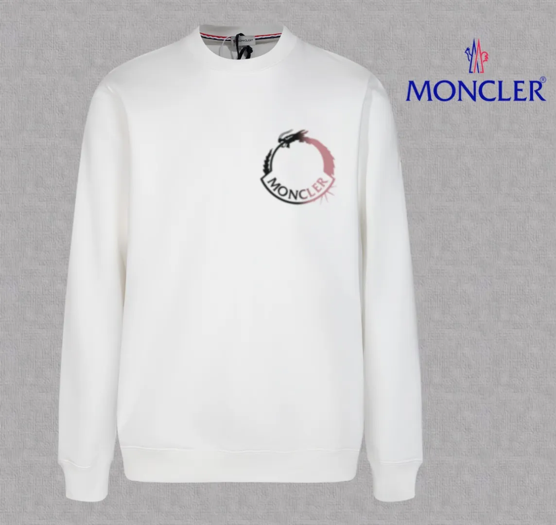 P210 High-version sweatshirt) [Long-term stock] 〖𝐌𝐎𝐍𝐂𝐋𝐄𝐑~Mask〗 Made of 440g heavy-weight fabric. It is different from the market currency. It can be matched with any variety and is properly handsome. 😎The whole dress is made of double waistcoats. The double waistcoats make the whole dress more three-dimensional. Not ordinary factories can do such fine work. 2025 Spring runway version of the T stage, on sale at the counter, round neck terry sweatshirt, high-end double-strand pure cotton, custom-made stretch ribs, dyed in the same vat, complete with three standards, matched with exquisite embroidered LOGO on the chest, simple and advanced, same style for men and women. Color: black, apricot, white, size: S M L XL 2XL