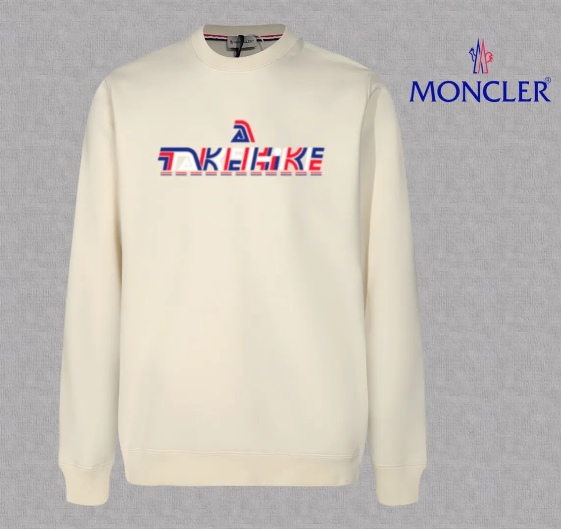 P210 High-version sweatshirt) [Long-term stock] 〖𝐌𝐎𝐍𝐂𝐋𝐄𝐑~Mask〗 Made of 440g heavy-weight fabric. It is different from the market currency. It can be matched with any variety and is properly handsome. 😎The whole dress is made of double waistcoats. The double waistcoats make the whole dress more three-dimensional. Not ordinary factories can do such fine work. 2025 Spring runway version of the T stage, on sale at the counter, round neck terry sweatshirt, high-end double-strand pure cotton, custom-made stretch ribs, dyed in the same vat, complete with three standards, matched with exquisite embroidered LOGO on the chest, simple and advanced, same style for men and women. Color: black, apricot, white, size: S M L XL 2XL