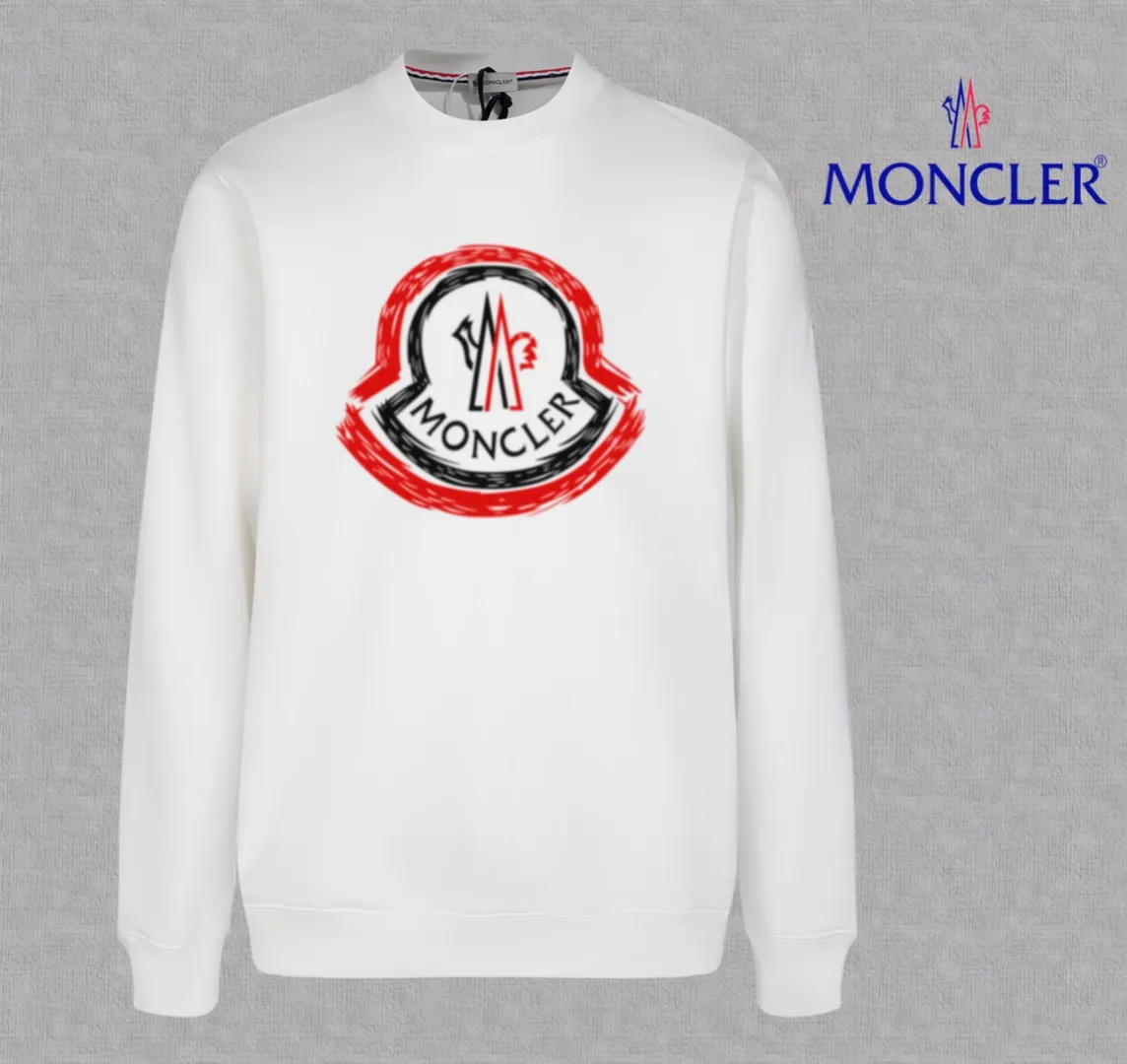 P210 High-version sweatshirt) [Long-term stock] 〖𝐌𝐎𝐍𝐂𝐋𝐄𝐑~Mask〗 Made of 440g heavy-weight fabric. It is different from the market currency. It can be matched with any variety and is properly handsome. 😎The whole dress is made of double waistcoats. The double waistcoats make the whole dress more three-dimensional. Not ordinary factories can do such fine work. 2025 Spring runway version of the T stage, on sale at the counter, round neck terry sweatshirt, high-end double-strand pure cotton, custom-made stretch ribs, dyed in the same vat, complete with three standards, matched with exquisite embroidered LOGO on the chest, simple and advanced, same style for men and women. Color: black, apricot, white, size: S M L XL 2XL