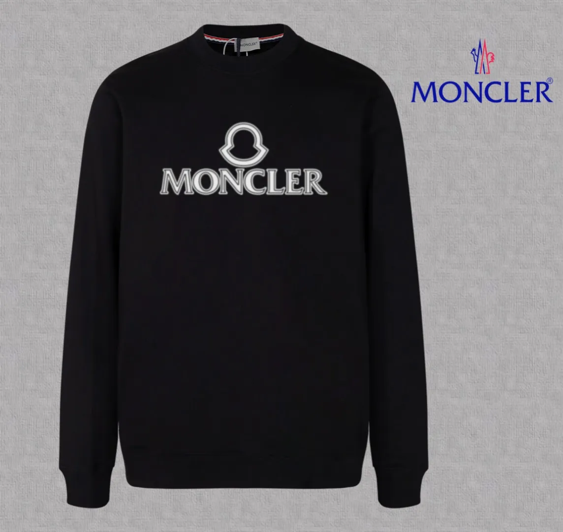 P210 High-version sweatshirt) [Long-term stock] 〖𝐌𝐎𝐍𝐂𝐋𝐄𝐑~Mask〗 Made of 440g heavy-weight fabric. It is different from the market currency. It can be matched with any variety and is properly handsome. 😎The whole dress is made of double waistcoats. The double waistcoats make the whole dress more three-dimensional. Not ordinary factories can do such fine work. 2025 Spring runway version of the T stage, on sale at the counter, round neck terry sweatshirt, high-end double-strand pure cotton, custom-made stretch ribs, dyed in the same vat, complete with three standards, matched with exquisite embroidered LOGO on the chest, simple and advanced, same style for men and women. Color: black, apricot, white, size: S M L XL 2XL