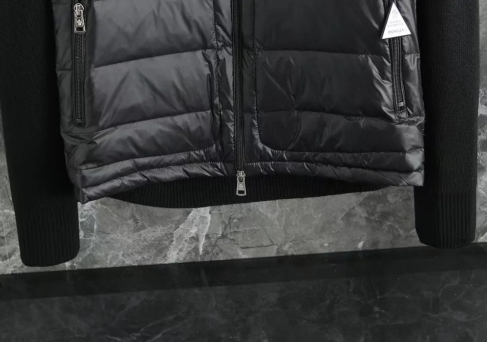 P700 9020# Spot Moncler Moncler 25 new men's wool knitted stitching stand-up collar thin down jacket