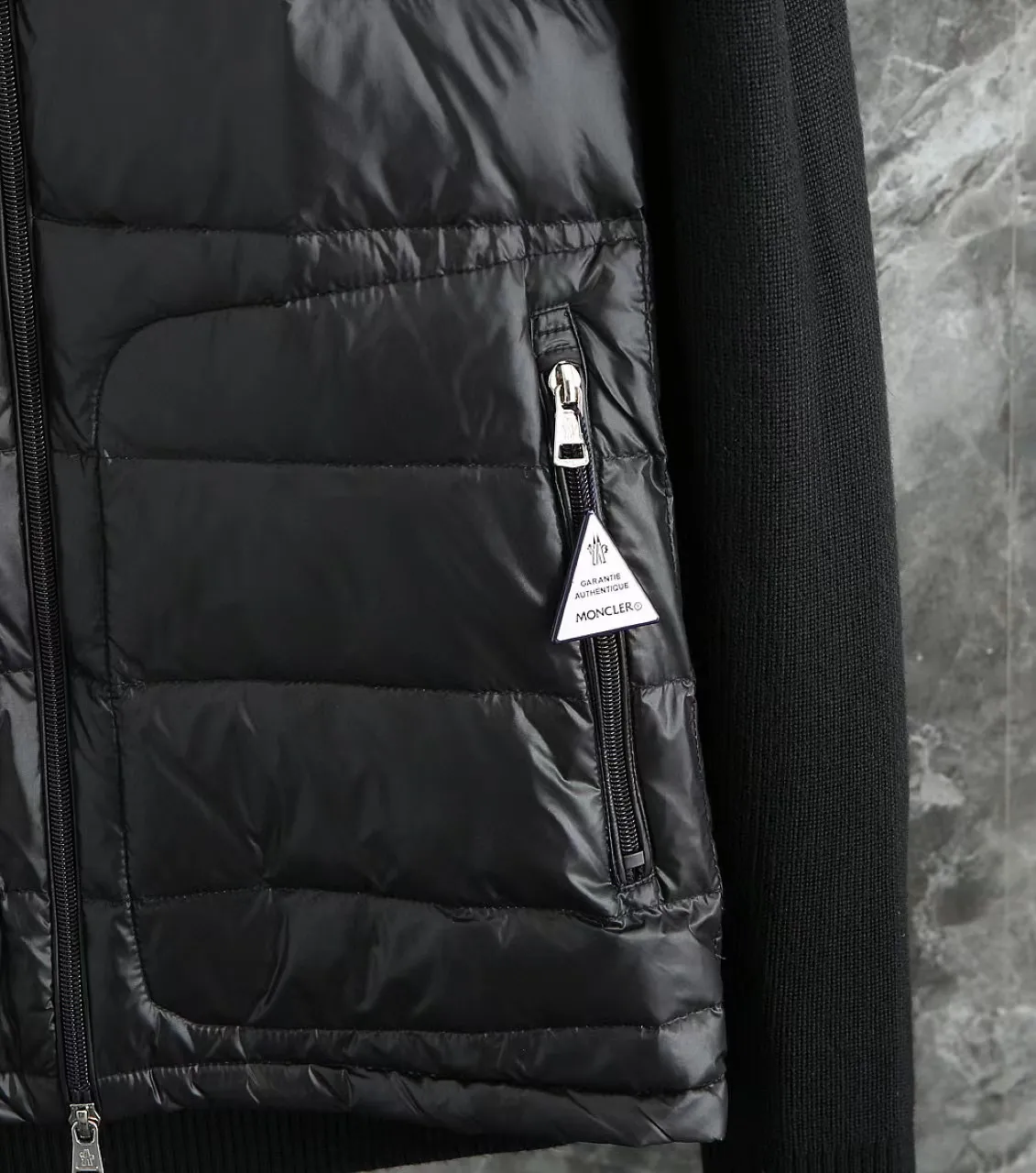 P700 9020# Spot Moncler Moncler 25 new men's wool knitted stitching stand-up collar thin down jacket