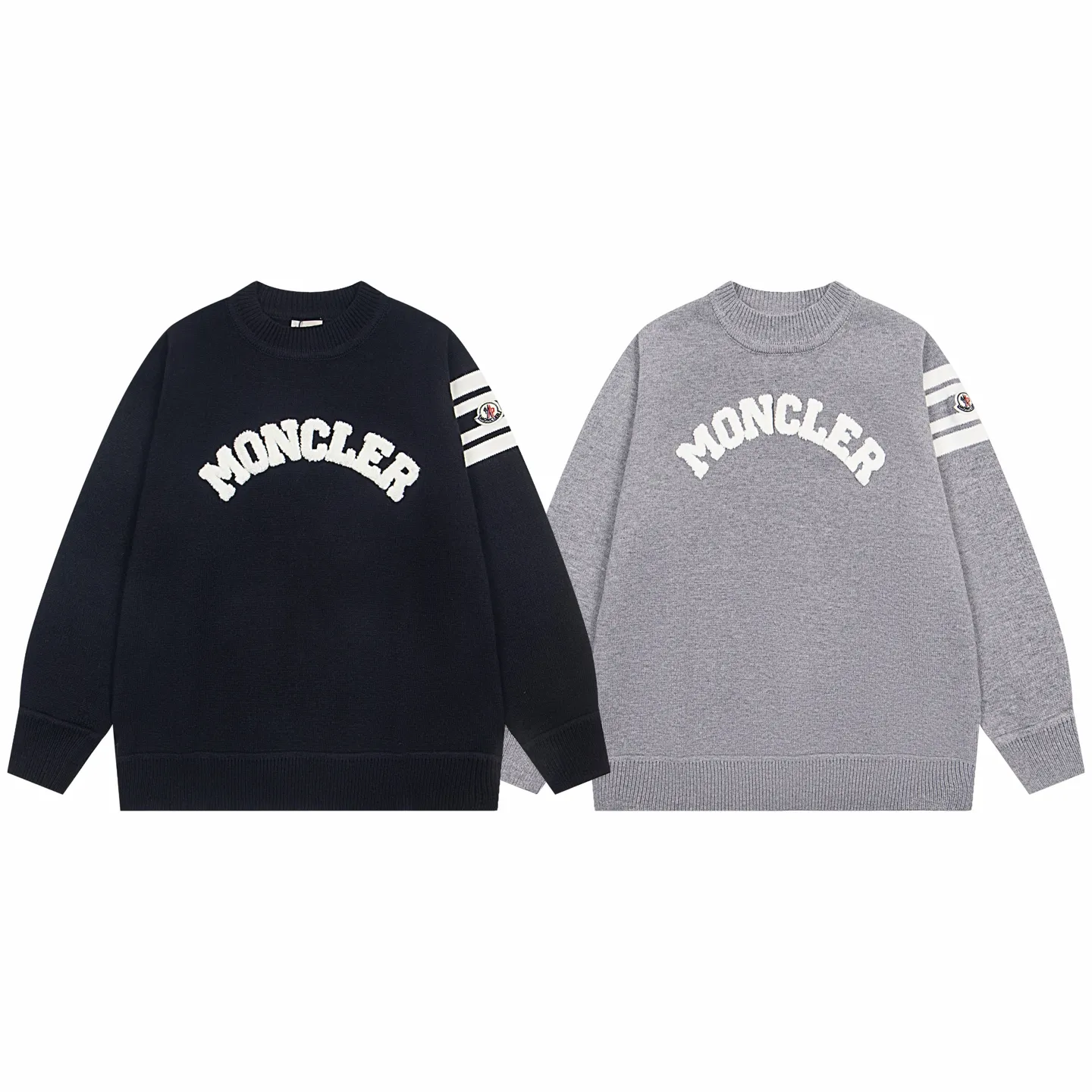 P240 Style No.: Y273 Moncler Spring, Autumn and Winter two-color small label terry embroidered knitted round neck sweater. The classic Moncler letter logo is spliced with sand knitting. 7-needle jacquard machine operation. The yarn selection is soft and comfortable and not prickly. The classic small label is simple and elegant. The weight of a piece of clothing is more than one kilogram. Proper high quality. 1:1 customization. The true restoration of ZP. How can we not have a masked sweater this autumn and winter? Can be worn by both men and women. Color: black Gray Size: S-XL
