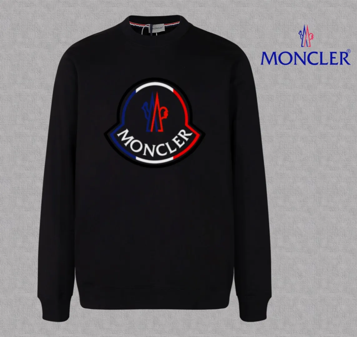 P210 High-version sweatshirt) [Long-term stock] 〖𝐌𝐎𝐍𝐂𝐋𝐄𝐑~Mask〗 Made of 440g heavy-weight fabric. It is different from the market currency. It can be matched with any variety and is properly handsome. 😎The whole dress is made of double waistcoats. The double waistcoats make the whole dress more three-dimensional. Not ordinary factories can do such fine work. 2025 Spring catwalk version of the T stage, on sale at the counter, exquisitely printed round neck terry sweatshirt, high-end double-ply cotton, custom-made stretch ribs, dyed in the same vat, complete with three standards, matched with digital printing patterns and very breathable, same style for men and women, color: black, white, apricot, size: S M L XL 2XL