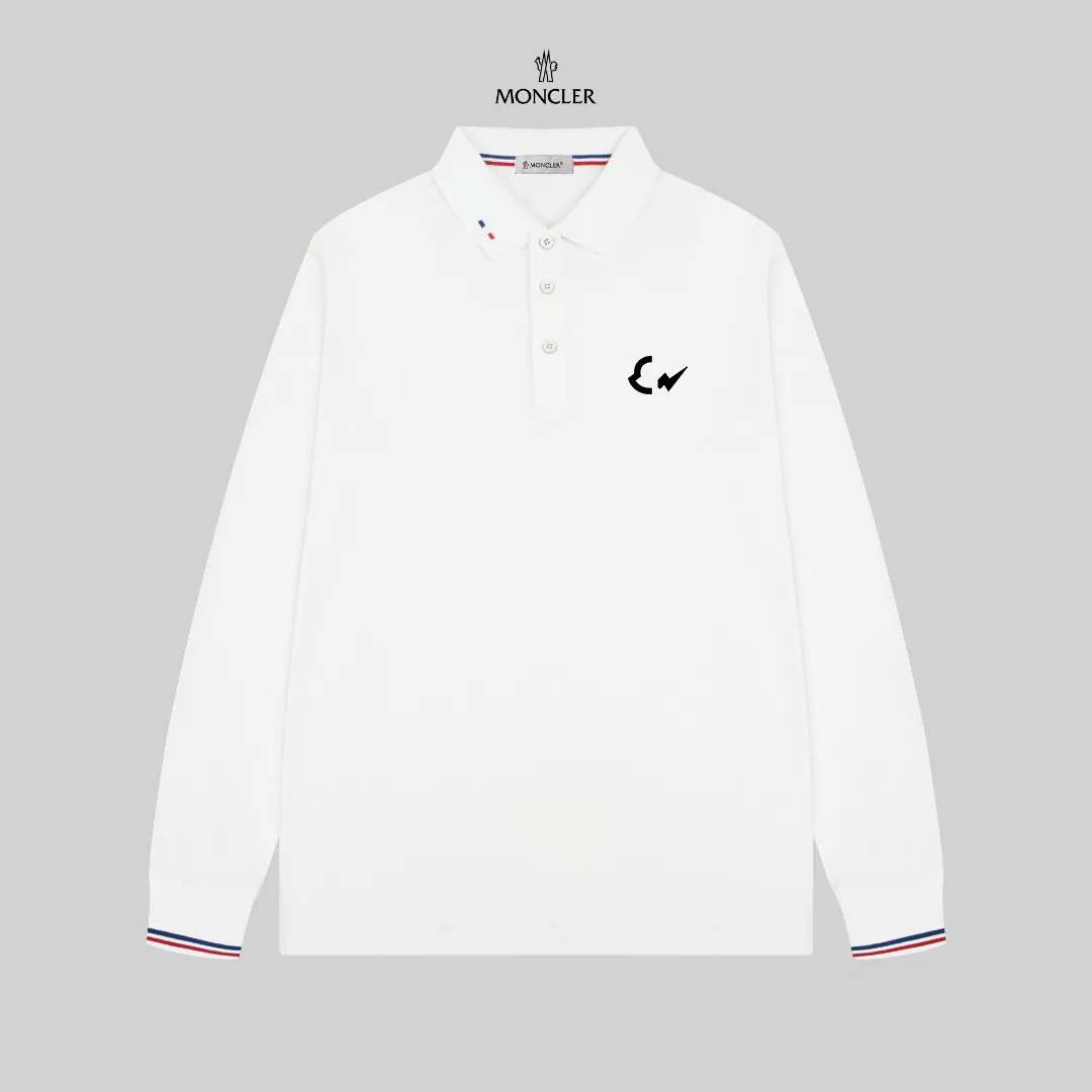 P210 MONCLER/Muzzled New style logo embroidered lapel long-sleeved polo shirt.  A simple yet refined T-shirt. The best item to create a modern and elegant look. Excellent channel product! Customer-supplied Piquet porous fiber pique cotton fabric, which can be called a "breathing fabric."  The unparalleled texture is inseparable from the exquisite materials used in craft tailoring. The craft knitted quilted design makes the hand feel extremely smooth and delicate without any roughness. The original logo design is more luxurious and noble. The upper body is comfortable and classy. The hand feels very smooth and soft. It can be easily controlled regardless of business, fashion or leisure. The age span is very large, which conforms to the trendy and practical dressing customs. It is the first choice for senior urban fashion people.  Black/white/Tibetan orchid Size: M~3XL