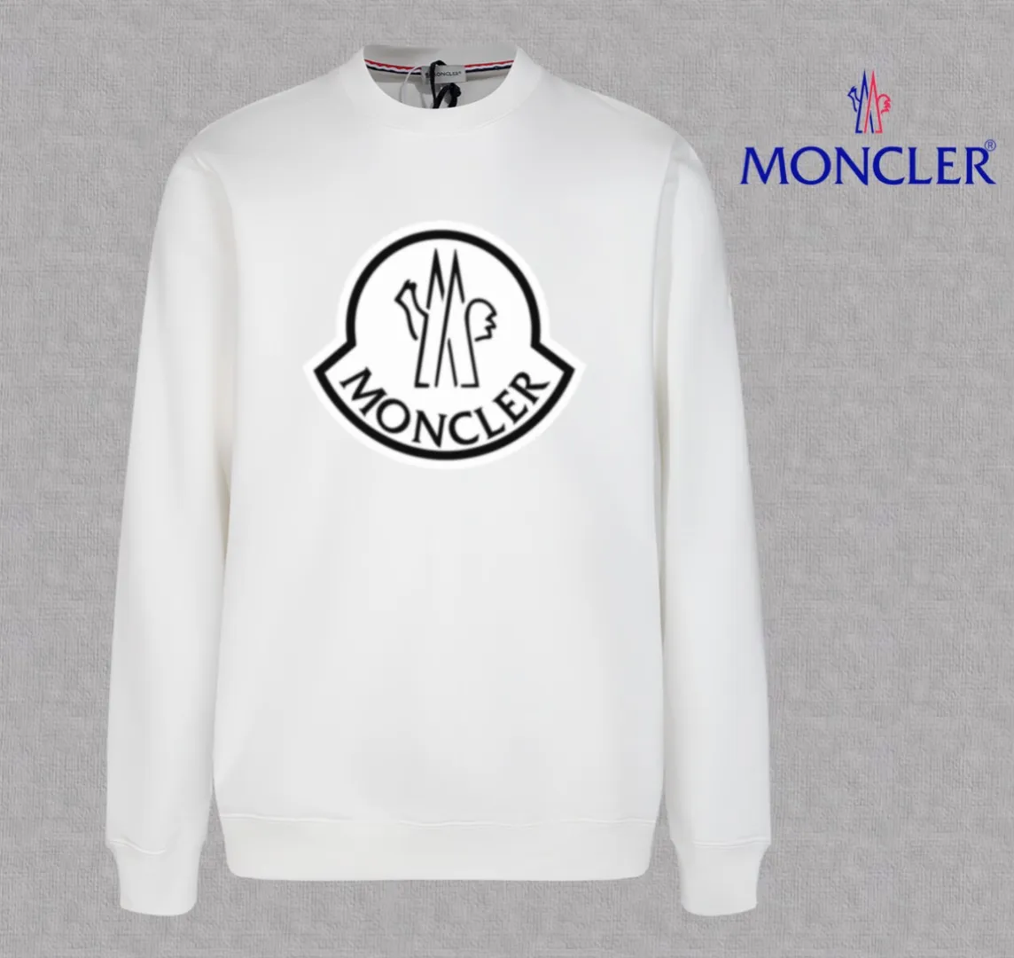 P210 High-version sweatshirt) [Long-term stock] 〖𝐌𝐎𝐍𝐂𝐋𝐄𝐑~Mask〗 Made of 440g heavy-weight fabric. It is different from the market currency. It can be matched with any variety and is properly handsome. 😎The whole dress is made of double waistcoats. The double waistcoats make the whole dress more three-dimensional. Not ordinary factories can do such fine work. 2025 Spring runway version of the T stage, on sale at the counter, round neck terry sweatshirt, high-end double-strand pure cotton, custom-made stretch ribs, dyed in the same vat, complete with three standards, matched with exquisite embroidered LOGO on the chest, simple and advanced, same style for men and women. Color: black, apricot, white, size: S M L XL 2XL