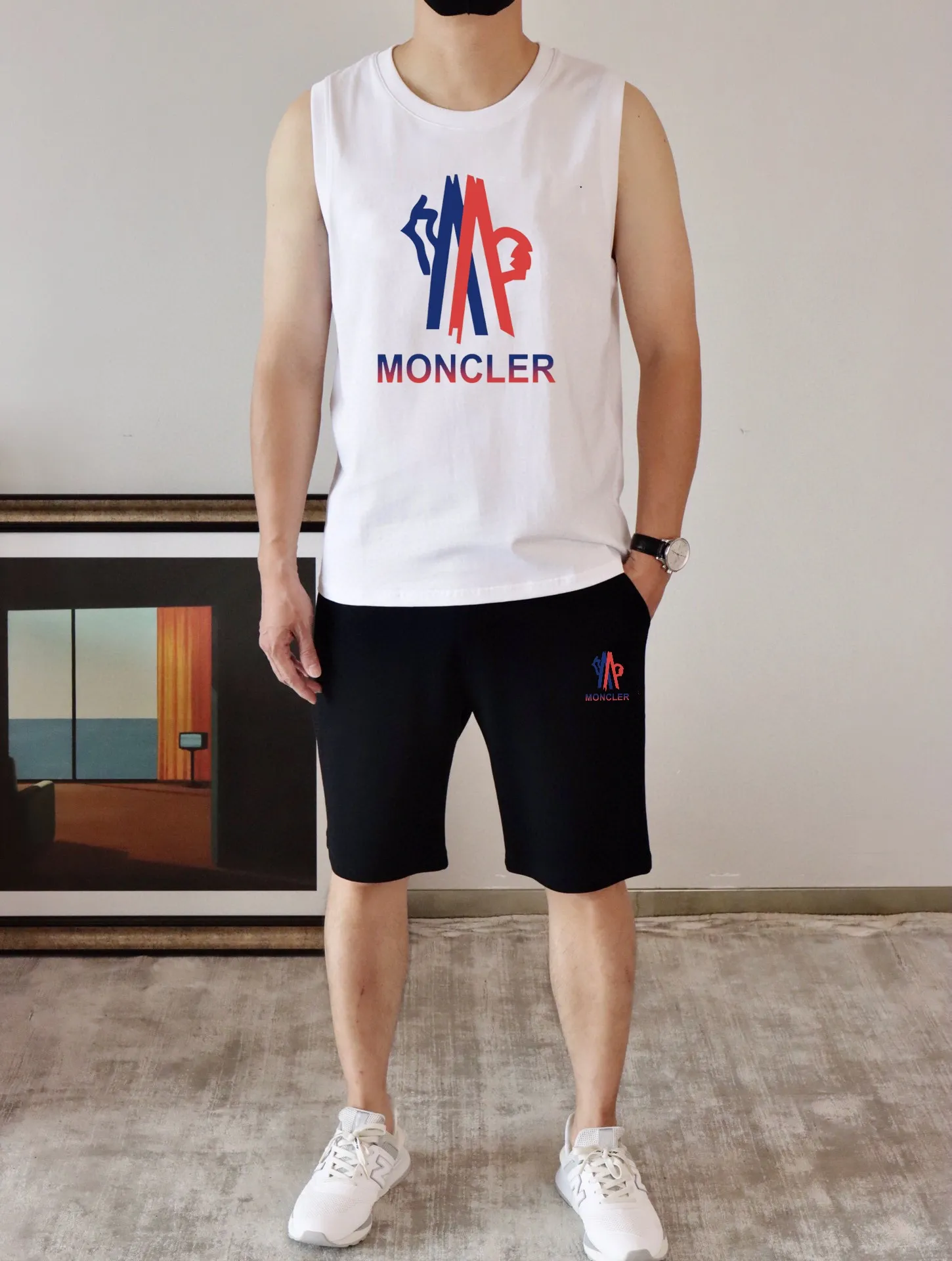 P290 brand [MONCLER] 2025 spring and summer new vest suit, classic and simple style, anyone can drive easily. Imported custom mercerized cotton fabric, soft, comfortable and stylish, sweat-absorbent and breathable, classic brand letter logo design on the chest. Luxurious fashion craft style, foreign trade company order, luxury classic design, fashionable must-have item! Highly recommended to buy! 🔺🔺Counter size: M～3XL