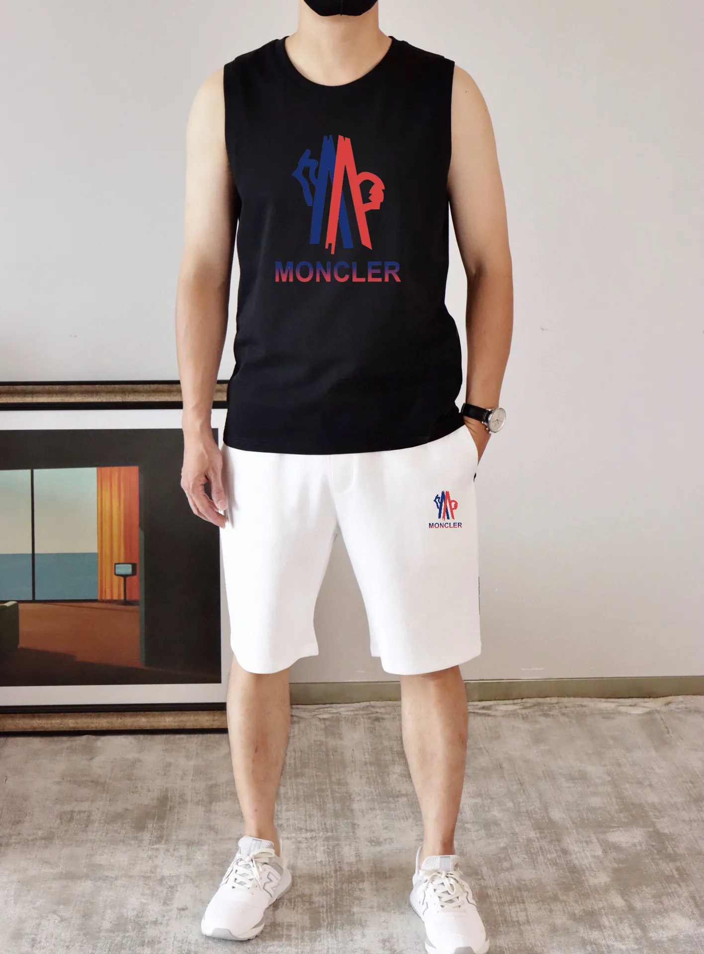 P290 brand [MONCLER] 2025 spring and summer new vest suit, classic and simple style, anyone can drive easily. Imported custom mercerized cotton fabric, soft, comfortable and stylish, sweat-absorbent and breathable, classic brand letter logo design on the chest. Luxurious fashion craft style, foreign trade company order, luxury classic design, fashionable must-have item! Highly recommended to buy! 🔺🔺Counter size: M～3XL