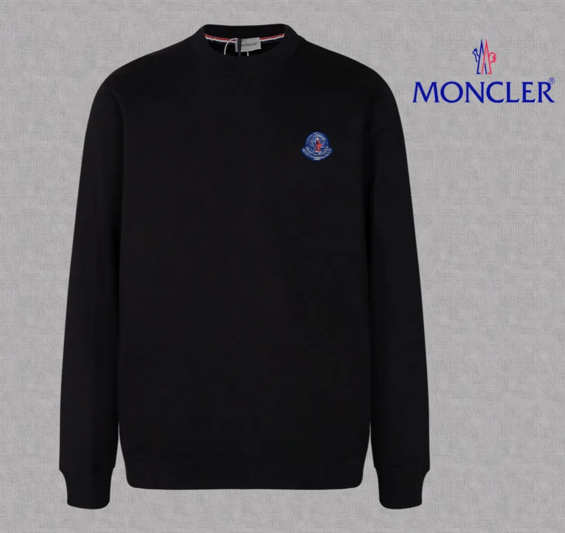 P210 High-version sweatshirt) [Long-term stock] 〖𝐌𝐎𝐍𝐂𝐋𝐄𝐑~Mask〗 Made of 440g heavy-weight fabric. It is different from the market currency. It can be matched with any variety and is properly handsome. 😎The whole dress is made of double waistcoats. The double waistcoats make the whole dress more three-dimensional. Not ordinary factories can do such fine work. 2025 Spring runway version of the T stage, on sale at the counter, round neck terry sweatshirt, high-end double-strand pure cotton, custom-made stretch ribs, dyed in the same vat, complete with three standards, matched with exquisite embroidered LOGO on the chest, simple and advanced, same style for men and women. Color: black, apricot, white, size: S M L XL 2XL