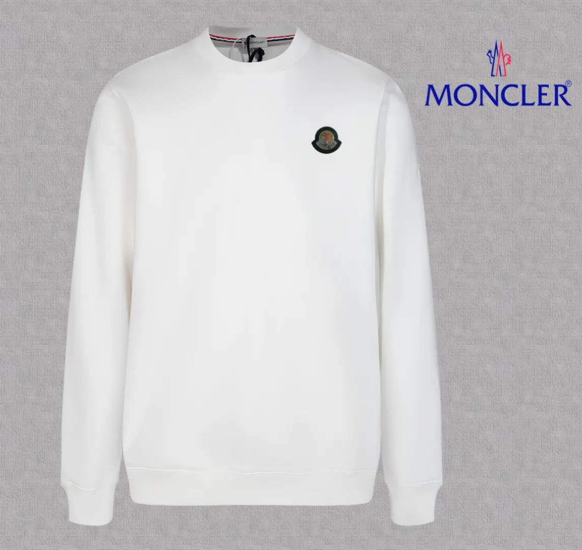 P210 High-version sweatshirt) [Long-term stock] 〖𝐌𝐎𝐍𝐂𝐋𝐄𝐑~Mask〗 Made of 440g heavy-weight fabric. It is different from the market currency. It can be matched with any variety and is properly handsome. 😎The whole dress is made of double waistcoats. The double waistcoats make the whole dress more three-dimensional. Not ordinary factories can do such fine work. 2025 Spring runway version of the T stage, on sale at the counter, round neck terry sweatshirt, high-end double-strand pure cotton, custom-made stretch ribs, dyed in the same vat, complete with three standards, matched with exquisite embroidered LOGO on the chest, simple and advanced, same style for men and women. Color: black, apricot, white, size: S M L XL 2XL