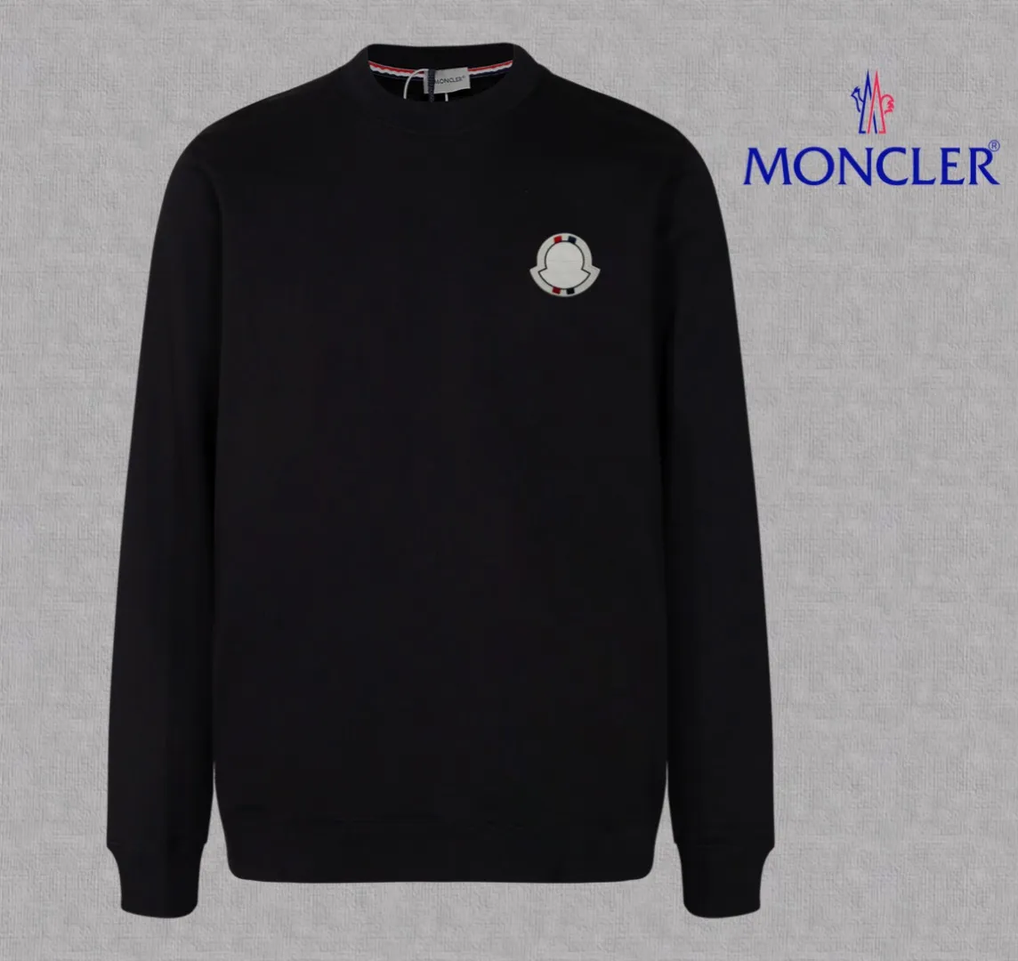 P210 High-version sweatshirt) [Long-term stock] 〖𝐌𝐎𝐍𝐂𝐋𝐄𝐑~Mask〗 Made of 440g heavy-weight fabric. It is different from the market currency. It can be matched with any variety and is properly handsome. 😎The whole dress is made of double waistcoats. The double waistcoats make the whole dress more three-dimensional. Not ordinary factories can do such fine work. 2025 Spring runway version of the T stage, on sale at the counter, round neck terry sweatshirt, high-end double-strand pure cotton, custom-made stretch ribs, dyed in the same vat, complete with three standards, matched with exquisite embroidered LOGO on the chest, simple and advanced, same style for men and women. Color: black, apricot, white, size: S M L XL 2XL