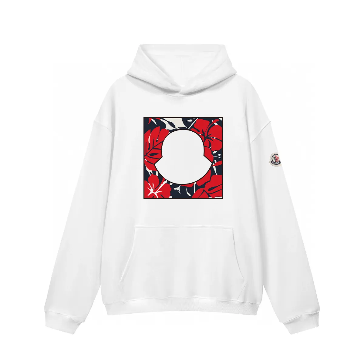 P270 Recommended model that will not be sold off the shelves, Moncler Mouth Mouth 480g Velvet Printed Hooded Sweatshirt, Australian velvet fabric is soft and comfortable, does not shrink, does not deform, does not pill) Original customized accessories Collar label Wash mark Hang tag Packaging (perfect details) Color White Black Size XS-L - Copy (22) - Copy