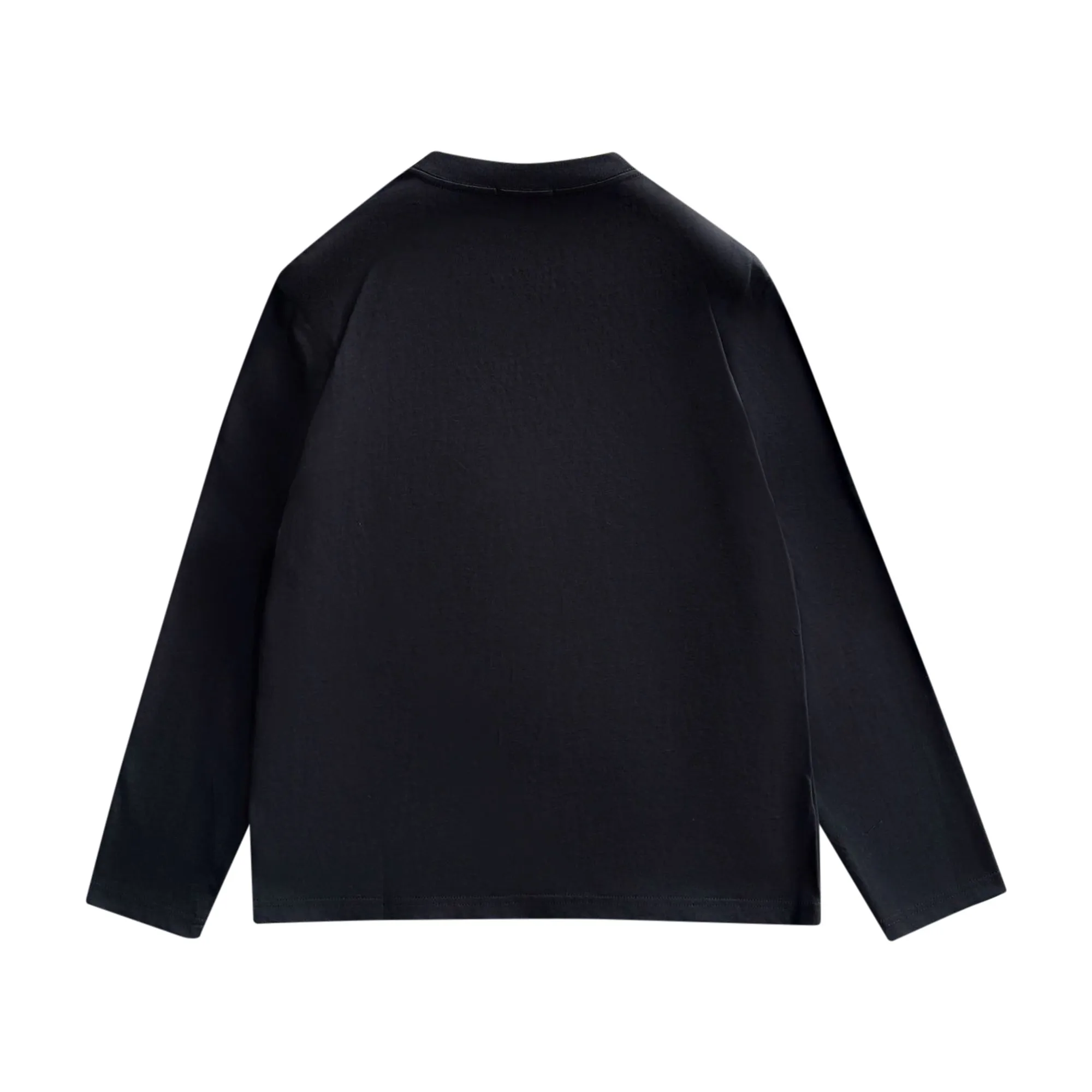 P190 Moncler 2025 new style Woven pocket splicing process Customized small logo Uniform style for men and women Long-sleeved T-shirt · Customized 280g pure cotton fabric · Custom dyed 32-count double-strand thread · Collar label, hangtag, main mark and three complete labels Color: black Size: XS S M L