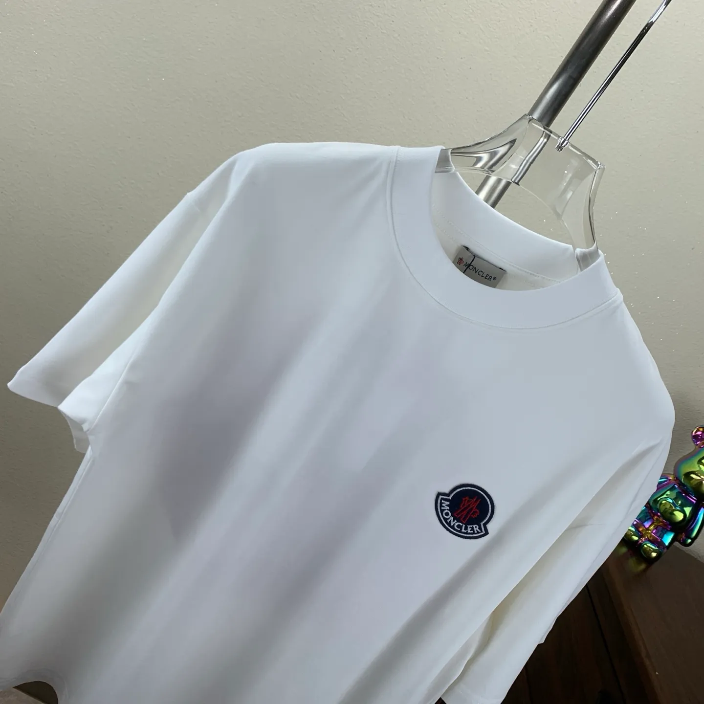 P170 MONCLER 2025 spring and summer new model, trendy hollow patch embroidery, round neck short-sleeved T-shirt, fashionable men and women, S M L XL XXL five sizes black white