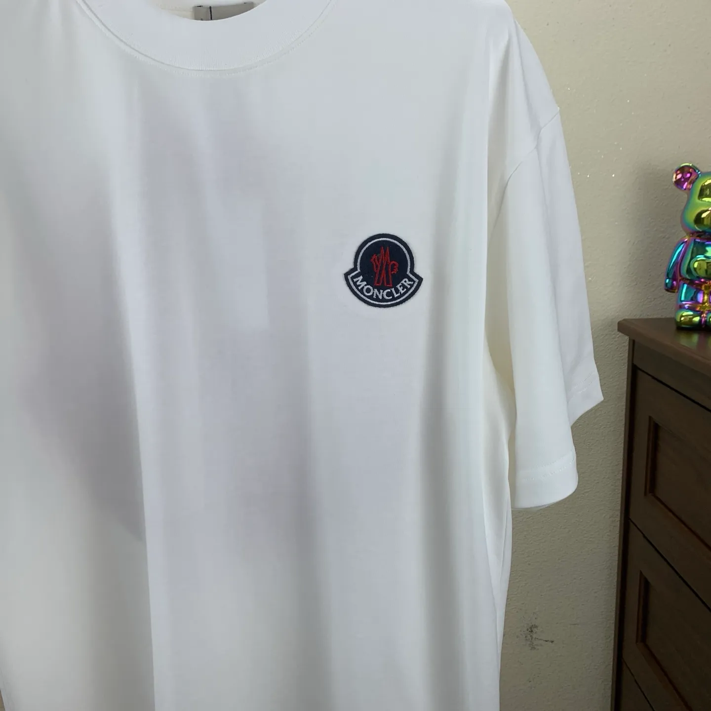 P170 MONCLER 2025 spring and summer new model, trendy hollow patch embroidery, round neck short-sleeved T-shirt, fashionable men and women, S M L XL XXL five sizes black white