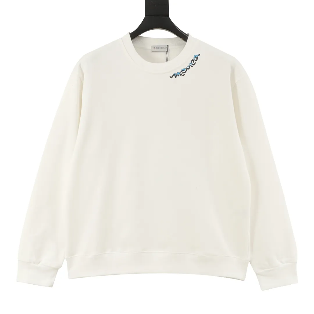 P460 Moncler 25FW round neck sweatshirt with letter collar, 480g high-grade combed cotton fabric, counter collar label, purchasing grade white thick plate tag, original hanging grain, three-dimensional foam printing on the front and back, strong layering, same style for men and women, couple style, oversize version, loose size: S-XL