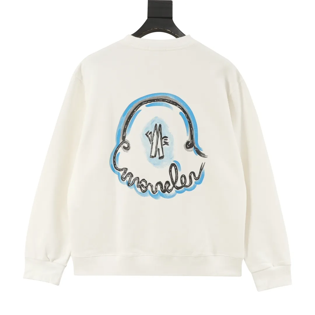 P460 Moncler 25FW round neck sweatshirt with letter collar, 480g high-grade combed cotton fabric, counter collar label, purchasing grade white thick plate tag, original hanging grain, three-dimensional foam printing on the front and back, strong layering, same style for men and women, couple style, oversize version, loose size: S-XL