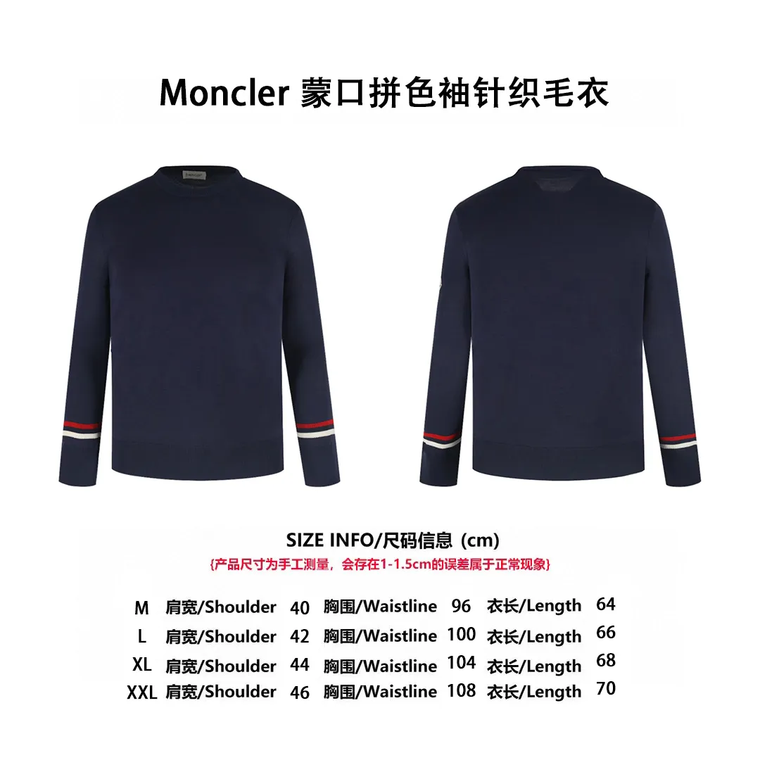 [Size Chart] Moncler Color Block Sleeve Knitted Sweater (Navy Blue) P440