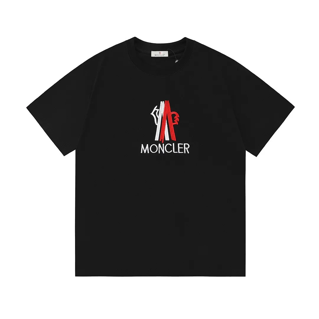 P150 Moncler 2026 official website new model Imported high-density heavy-duty embroidered letter logo Customized small armband Same style for men and women Short-sleeved T-shirt ·Customized 300g 100% double yarn pure cotton fabric ·Dyeing 32 double-strand threads ·Collar label, hangtag, main mark and three complete labels Color: black Size: XS S M L