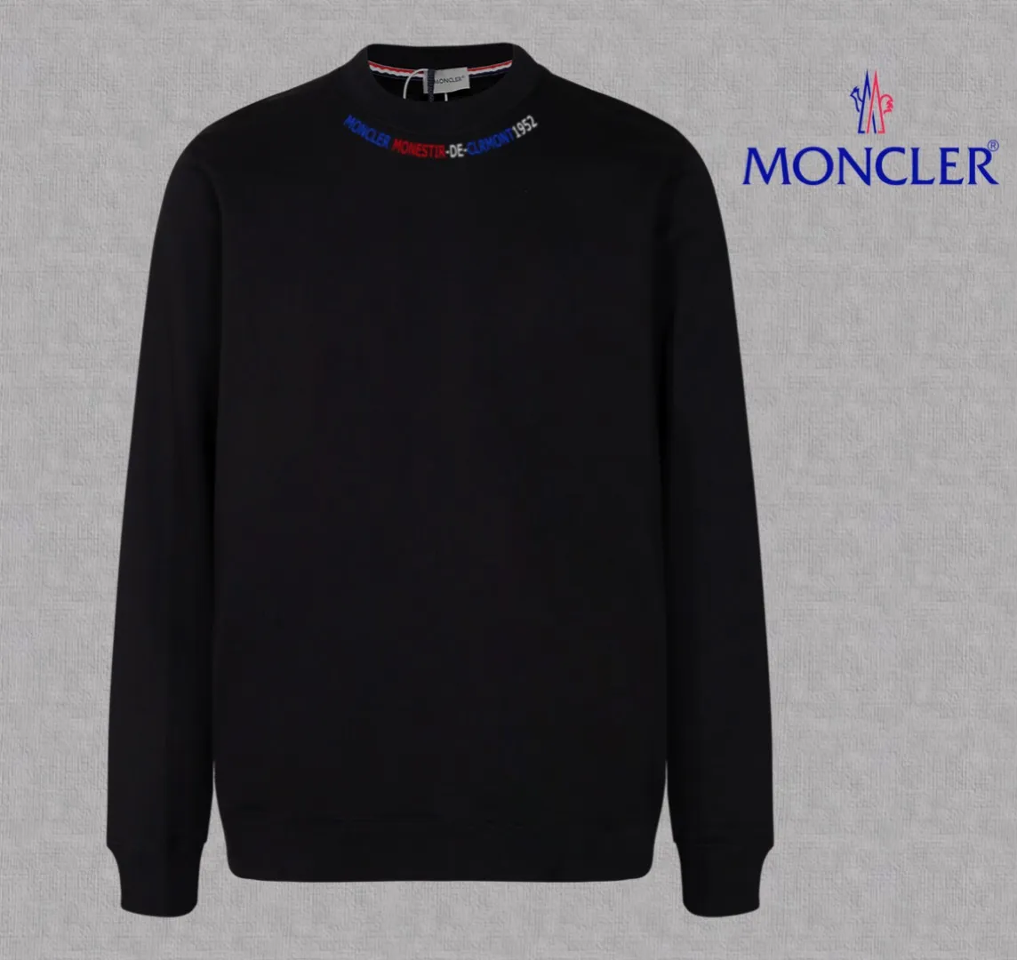 P210 (high-version sweatshirt) [Long-term stock] 〖 𝐌𝐎𝐍𝐂𝐋𝐄𝐑~Mask〗 Made of 440g heavyweight fabric, which is different from the market currency, and can be matched with any variety to make it look handsome. 2025 T stage spring catwalk version, on sale at counters, round neck terry sweatshirt, high-end double-ply cotton, custom-made stretch ribs, dyed in the same vat, complete with three standards, matched with exquisite embroidered LOGO on the chest, simple and advanced, same style for men and women. Color: black, apricot, white, size: S M L XL 2XL
