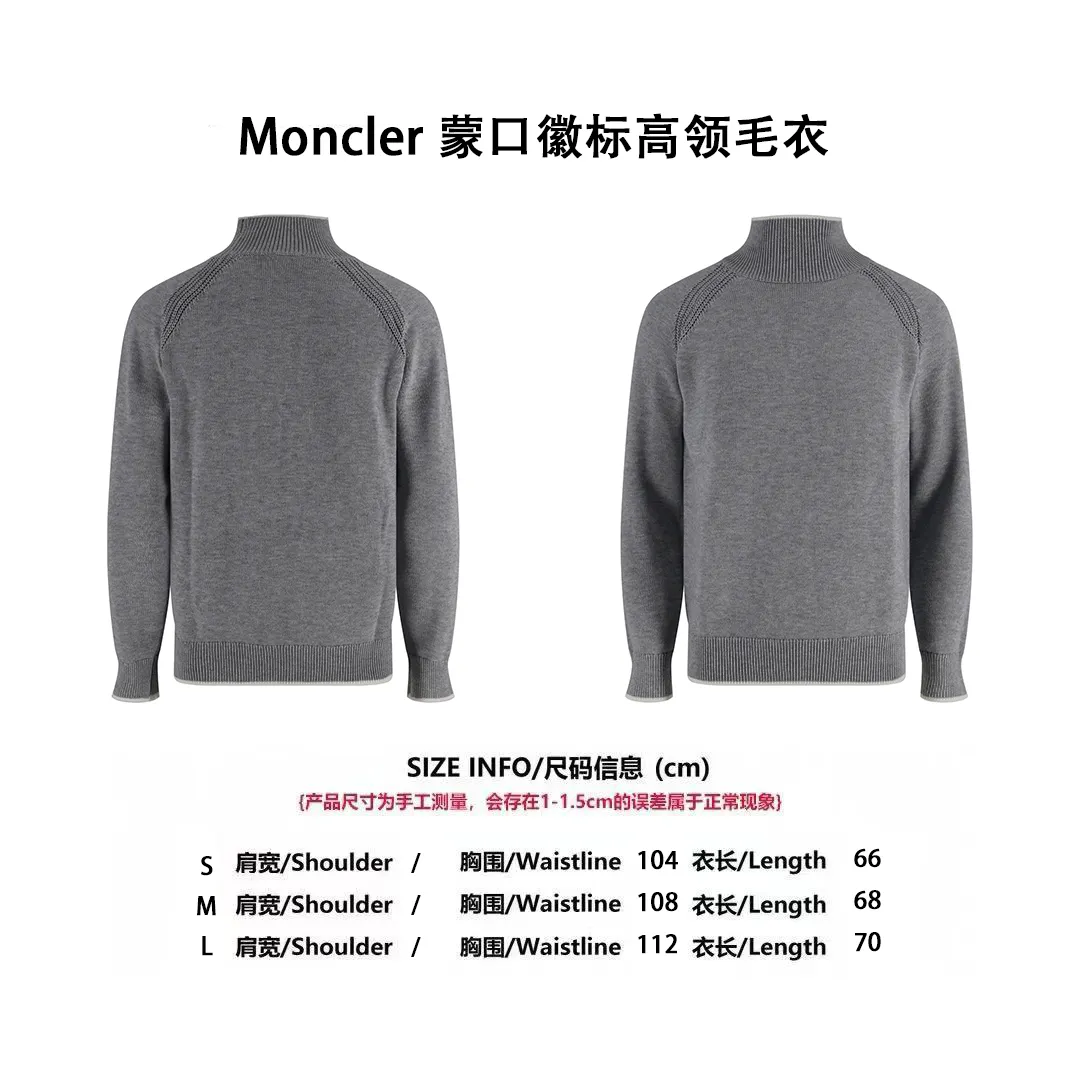 [Size Chart] Moncler logo turtleneck long-sleeved sweater (grey) P470