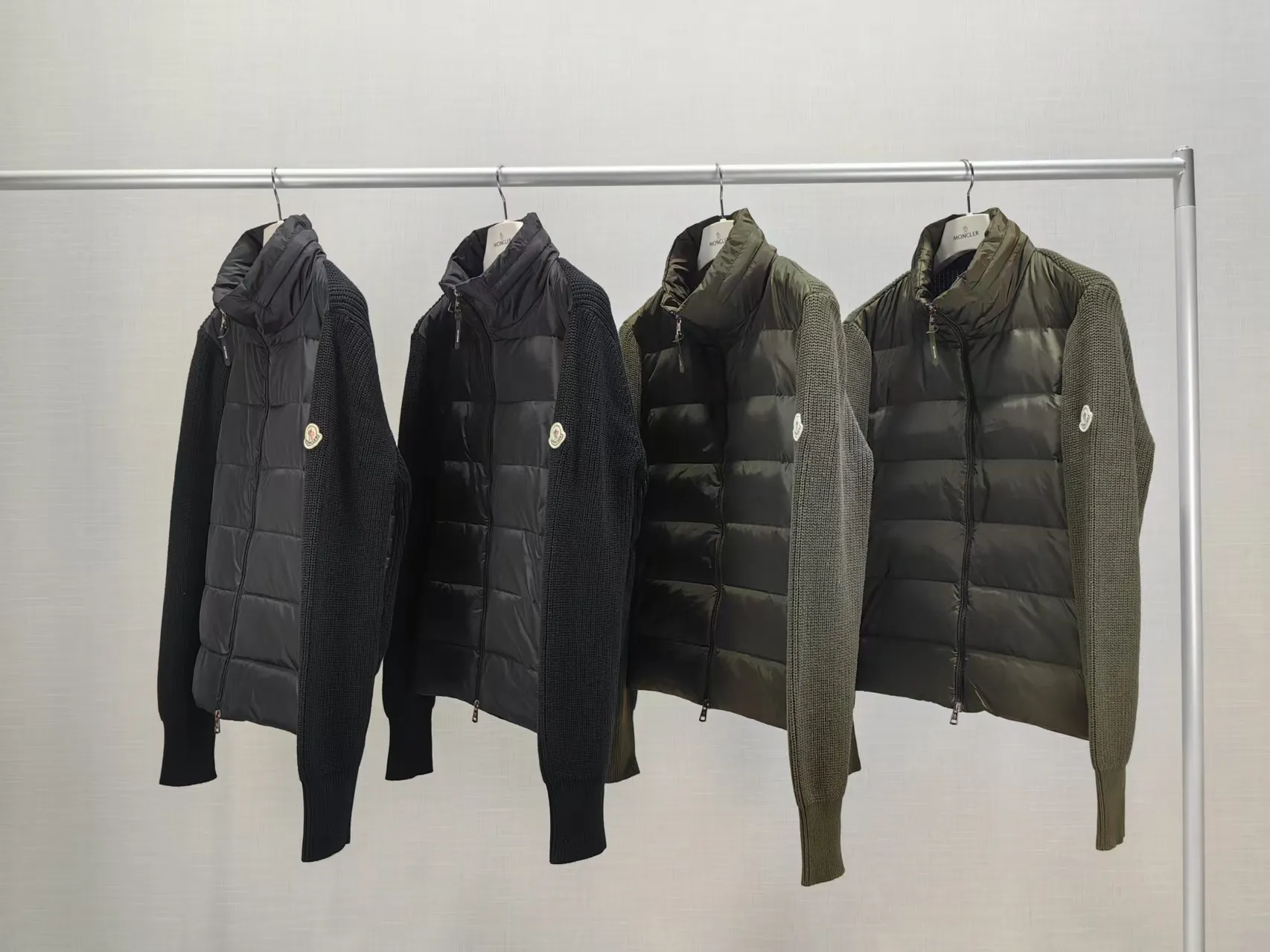 P660 Moncler autumn and winter new men's classic logo patch knitted stand collar down jacket
