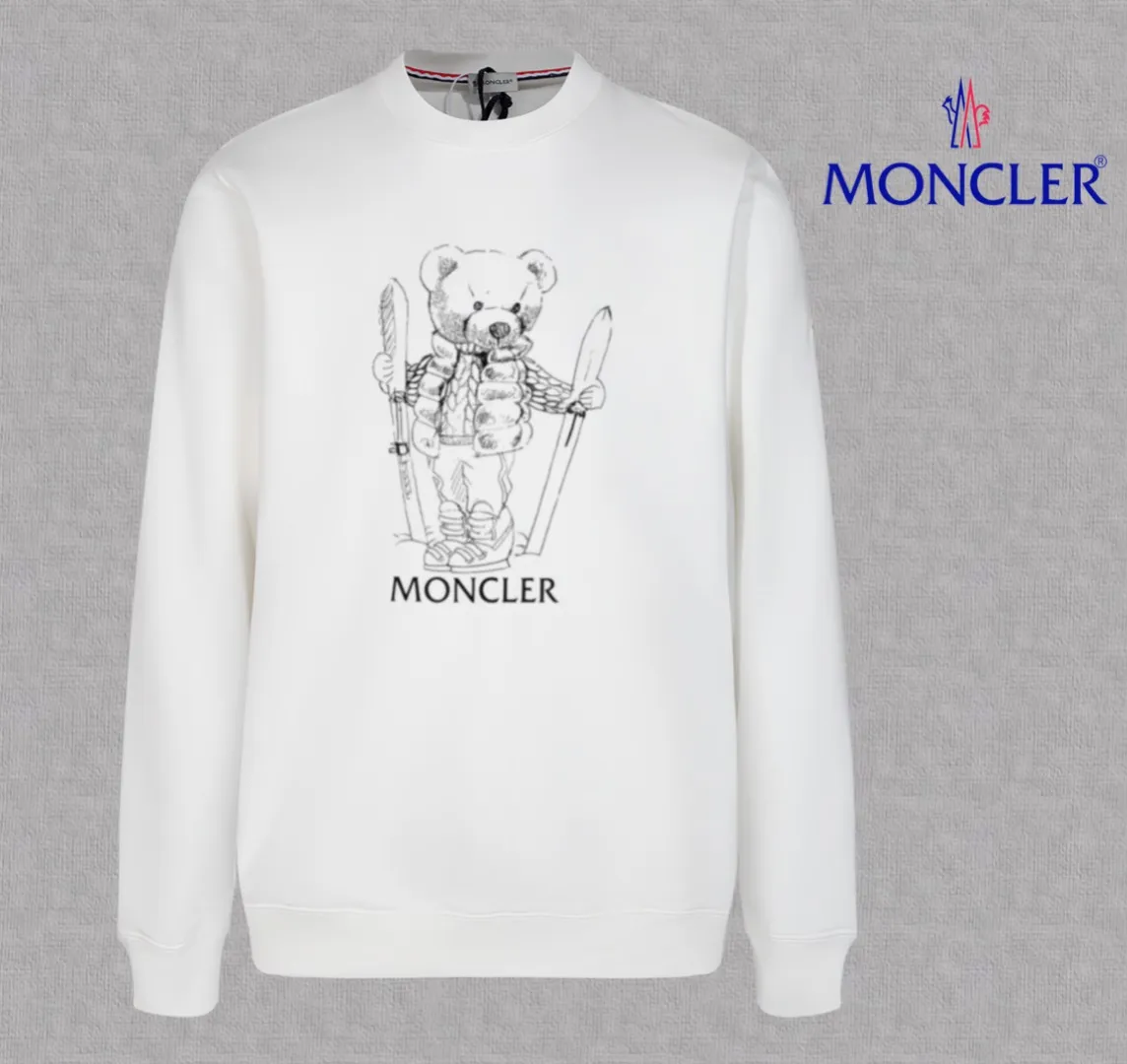 P210 High-version sweatshirt) [Long-term stock] 〖𝐌𝐎𝐍𝐂𝐋𝐄𝐑~Mask〗 Made of 440g heavy-weight fabric. It is different from the market currency. It can be matched with any variety and is properly handsome. 😎The whole dress is made of double waistcoats. The double waistcoats make the whole dress more three-dimensional. Not ordinary factories can do such fine work. 2025 Spring catwalk version of the T stage, on sale at the counter, exquisitely printed round neck terry sweatshirt, high-end double-ply cotton, custom-made stretch ribs, dyed in the same vat, complete with three standards, matched with digital printing patterns and very breathable, same style for men and women, color: black, white, apricot, size: S M L XL 2XL