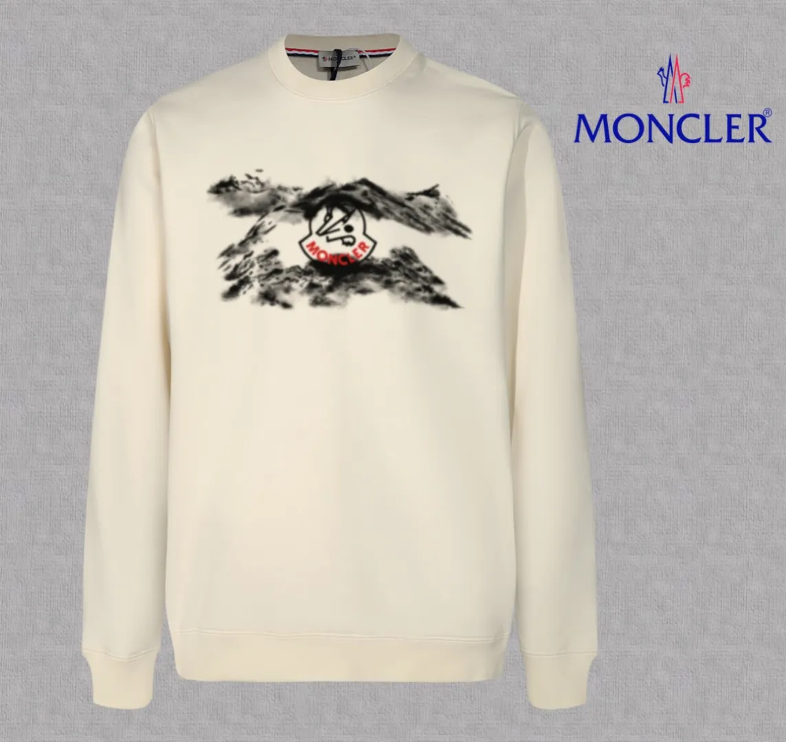 P210 High-version sweatshirt) [Long-term stock] 〖𝐌𝐎𝐍𝐂𝐋𝐄𝐑~Mask〗 Made of 440g heavy-weight fabric. It is different from the market currency. It can be matched with any variety and is properly handsome. 😎The whole dress is made of double waistcoats. The double waistcoats make the whole dress more three-dimensional. Not ordinary factories can do such fine work. 2025 Spring runway version of the T stage, on sale at the counter, round neck terry sweatshirt, high-end double-strand pure cotton, custom-made stretch ribs, dyed in the same vat, complete with three standards, matched with exquisite embroidered LOGO on the chest, simple and advanced, same style for men and women. Color: black, apricot, white, size: S M L XL 2XL