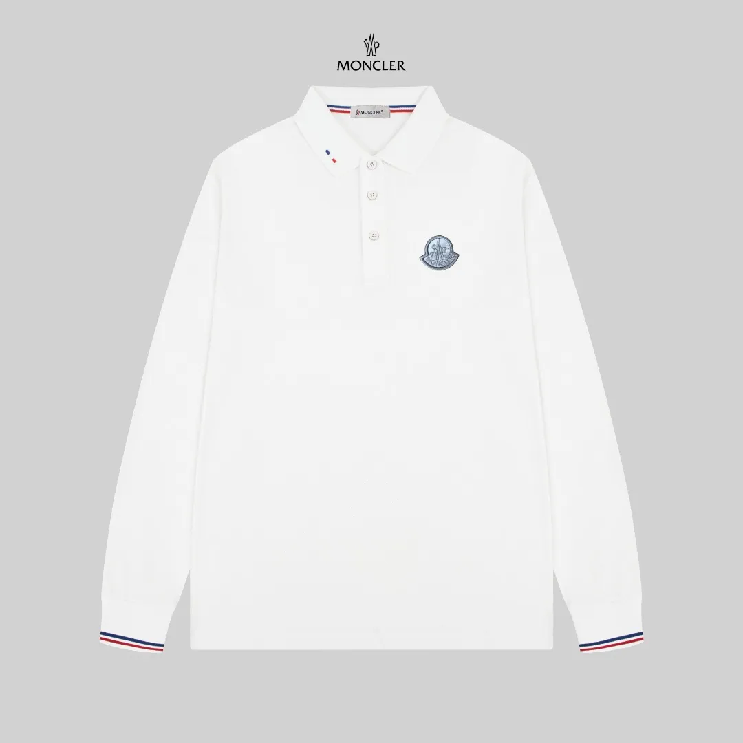 P210 MONCLER/Mask 25SS new logo embroidered lapel long-sleeved Polo shirt.  A simple yet refined T-shirt. The best item to create a modern and elegant look. Excellent channel product! Customer-supplied Piquet porous fiber pique cotton fabric, which can be called a "breathing fabric."  The unparalleled texture is inseparable from the exquisite materials used in craft tailoring. The craft knitted quilted design makes the hand feel extremely smooth and delicate without any roughness. The original logo design is more luxurious and noble. The upper body is comfortable and classy. The hand feels very smooth and soft. It can be easily controlled regardless of business, fashion or leisure. The age span is very large, which conforms to the trendy and practical dressing customs. It is the first choice for senior urban fashion people.  Black/white/Tibetan orchid Size: M~3XL