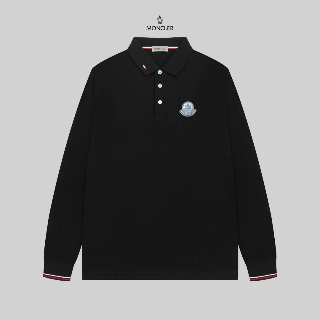 P210 MONCLER/Mask 25SS new logo embroidered lapel long-sleeved Polo shirt.  A simple yet refined T-shirt. The best item to create a modern and elegant look. Excellent channel product! Customer-supplied Piquet porous fiber pique cotton fabric, which can be called a "breathing fabric."  The unparalleled texture is inseparable from the exquisite materials used in craft tailoring. The craft knitted quilted design makes the hand feel extremely smooth and delicate without any roughness. The original logo design is more luxurious and noble. The upper body is comfortable and classy. The hand feels very smooth and soft. It can be easily controlled regardless of business, fashion or leisure. The age span is very large, which conforms to the trendy and practical dressing customs. It is the first choice for senior urban fashion people.  Black/white/Tibetan orchid Size: M~3XL