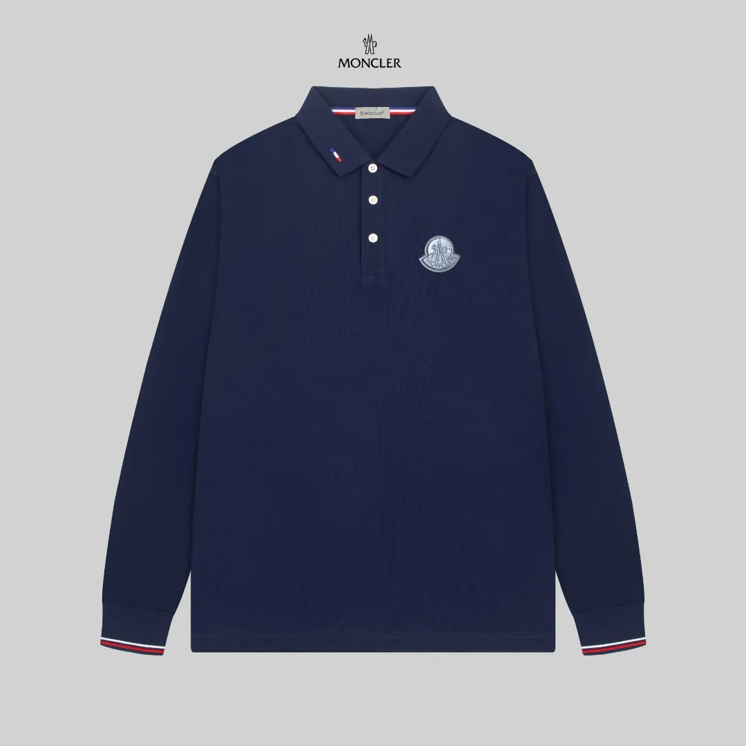 P210 MONCLER/Mask 25SS new logo embroidered lapel long-sleeved Polo shirt.  A simple yet refined T-shirt. The best item to create a modern and elegant look. Excellent channel product! Customer-supplied Piquet porous fiber pique cotton fabric, which can be called a "breathing fabric."  The unparalleled texture is inseparable from the exquisite materials used in craft tailoring. The craft knitted quilted design makes the hand feel extremely smooth and delicate without any roughness. The original logo design is more luxurious and noble. The upper body is comfortable and classy. The hand feels very smooth and soft. It can be easily controlled regardless of business, fashion or leisure. The age span is very large, which conforms to the trendy and practical dressing customs. It is the first choice for senior urban fashion people.  Black/white/Tibetan orchid Size: M~3XL