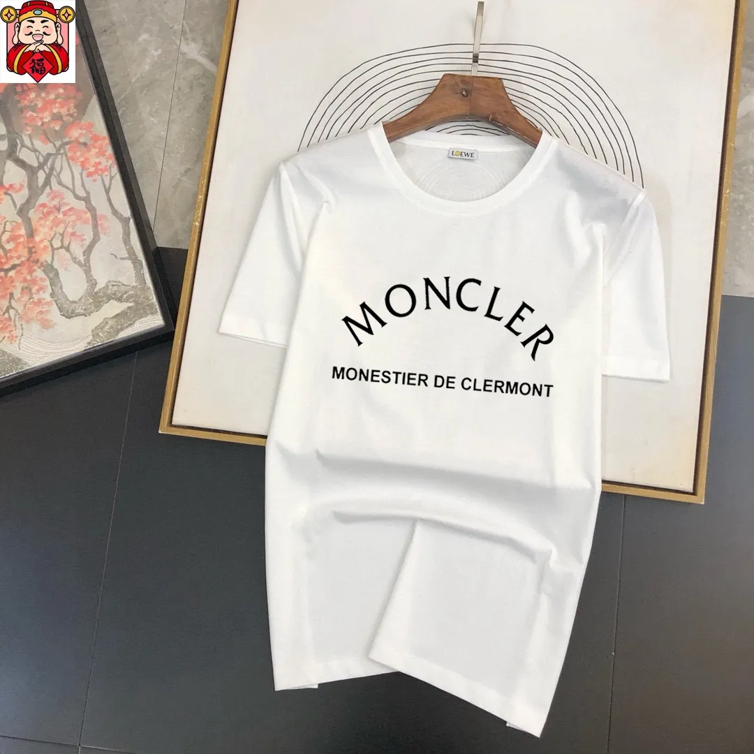 P140 Brand [MONCLER] (Good News for Fat People) original men's casual short-sleeved T-shirt, new product for spring and summer 2025, customized top-notch logo craftsmanship on the chest, matched with the entire details, quality and tailoring design are first-class, customized imported mercerized cotton fabric! Full of style, the color scheme is light and versatile. M-5XL (wear up to 220 pounds)