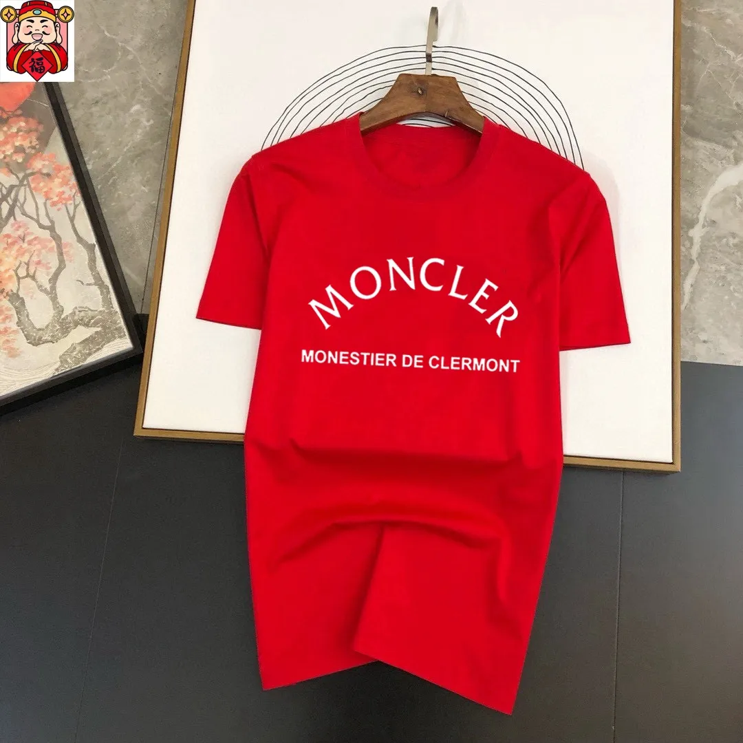 P140 Brand [MONCLER] (Good News for Fat People) original men's casual short-sleeved T-shirt, new product for spring and summer 2025, customized top-notch logo craftsmanship on the chest, matched with the entire details, quality and tailoring design are first-class, customized imported mercerized cotton fabric! Full of style, the color scheme is light and versatile. M-5XL (wear up to 220 pounds)