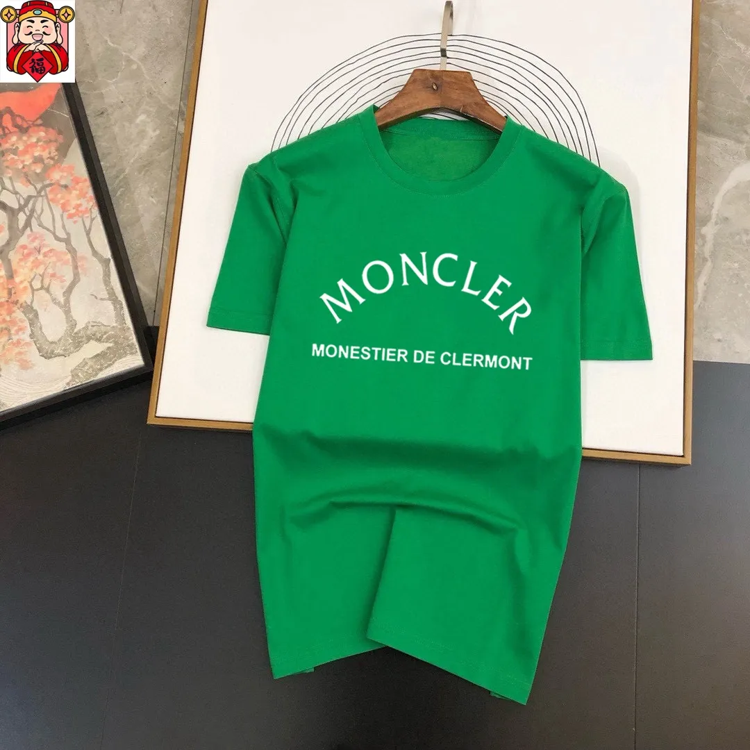 P140 Brand [MONCLER] (Good News for Fat People) original men's casual short-sleeved T-shirt, new product for spring and summer 2025, customized top-notch logo craftsmanship on the chest, matched with the entire details, quality and tailoring design are first-class, customized imported mercerized cotton fabric! Full of style, the color scheme is light and versatile. M-5XL (wear up to 220 pounds)