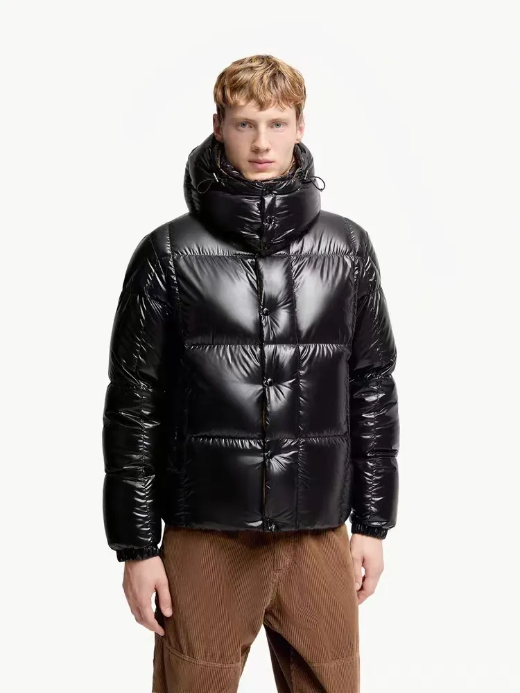 P840 Moncler New Parana Men's Black Gold Hooded Short Down Jacket Color: Army Green, Black, Brown, Light Green Size: 12345