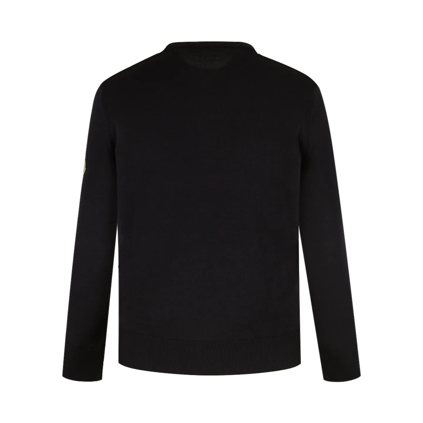P440 Exclusive supply] Moncler color-blocked shoulder knitted sweater (black). The original version was purchased and developed at 5550. It is spun with custom-dyed black pure cotton yarn and has a computer-printed jacquard red and white color-blocked shoulder pattern. Made with imported 16-needle knitting machine. The small mark on the arm is embroidered with red and blue insignia using a BEHRINGER imported embroidery machine, and then a Czech sewing machine is used to sew the upper body side by side. Size:M/L/XL/XXL
